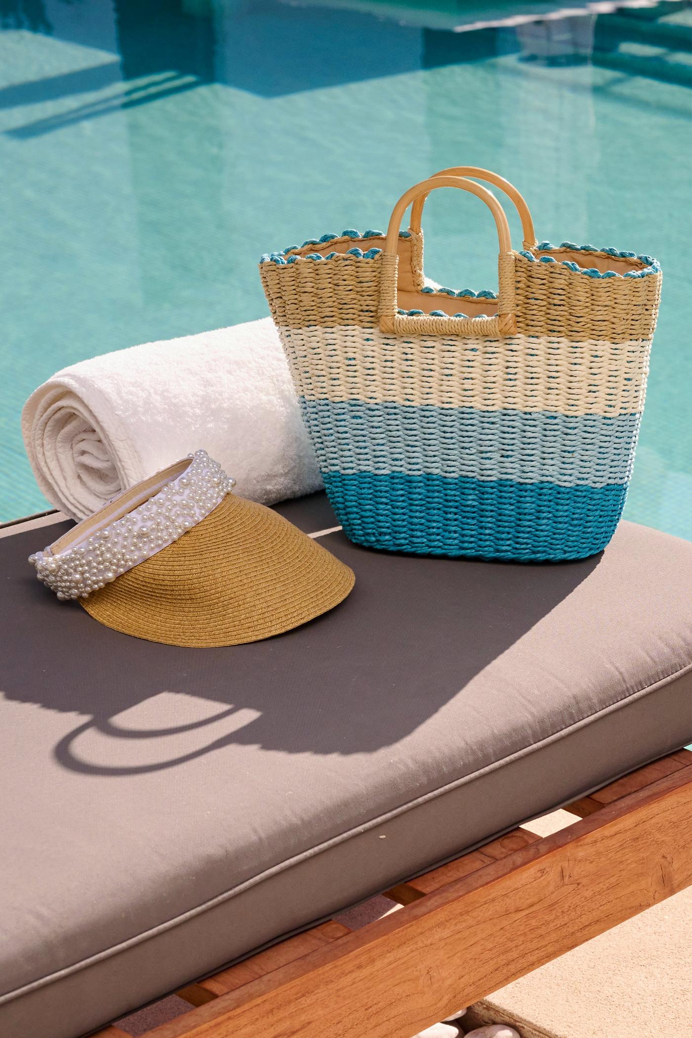 Blue Stripe Straw Bag - Blue | Boston Proper