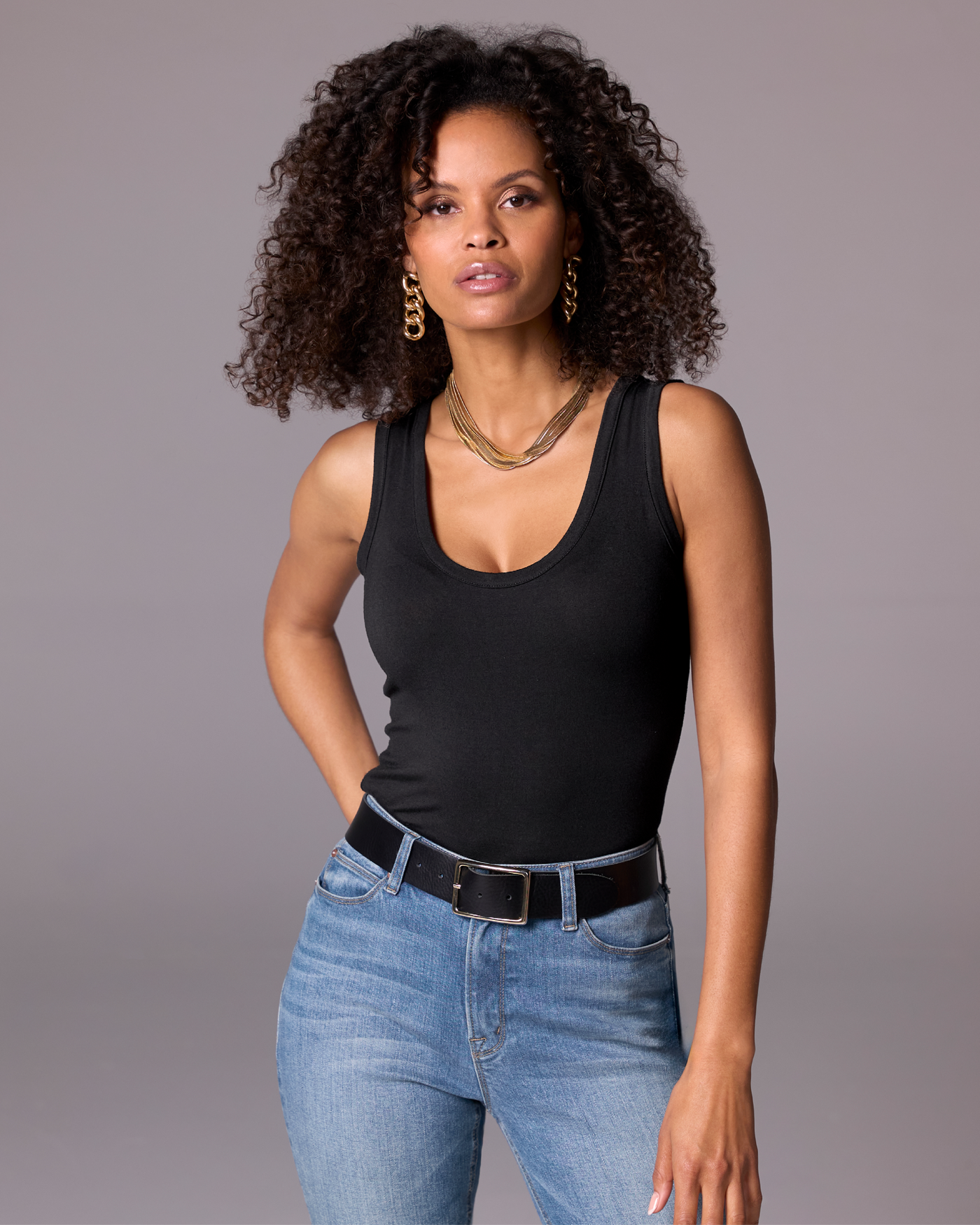So Effortless Scoop-Neck Tank Top - Black | Boston Proper