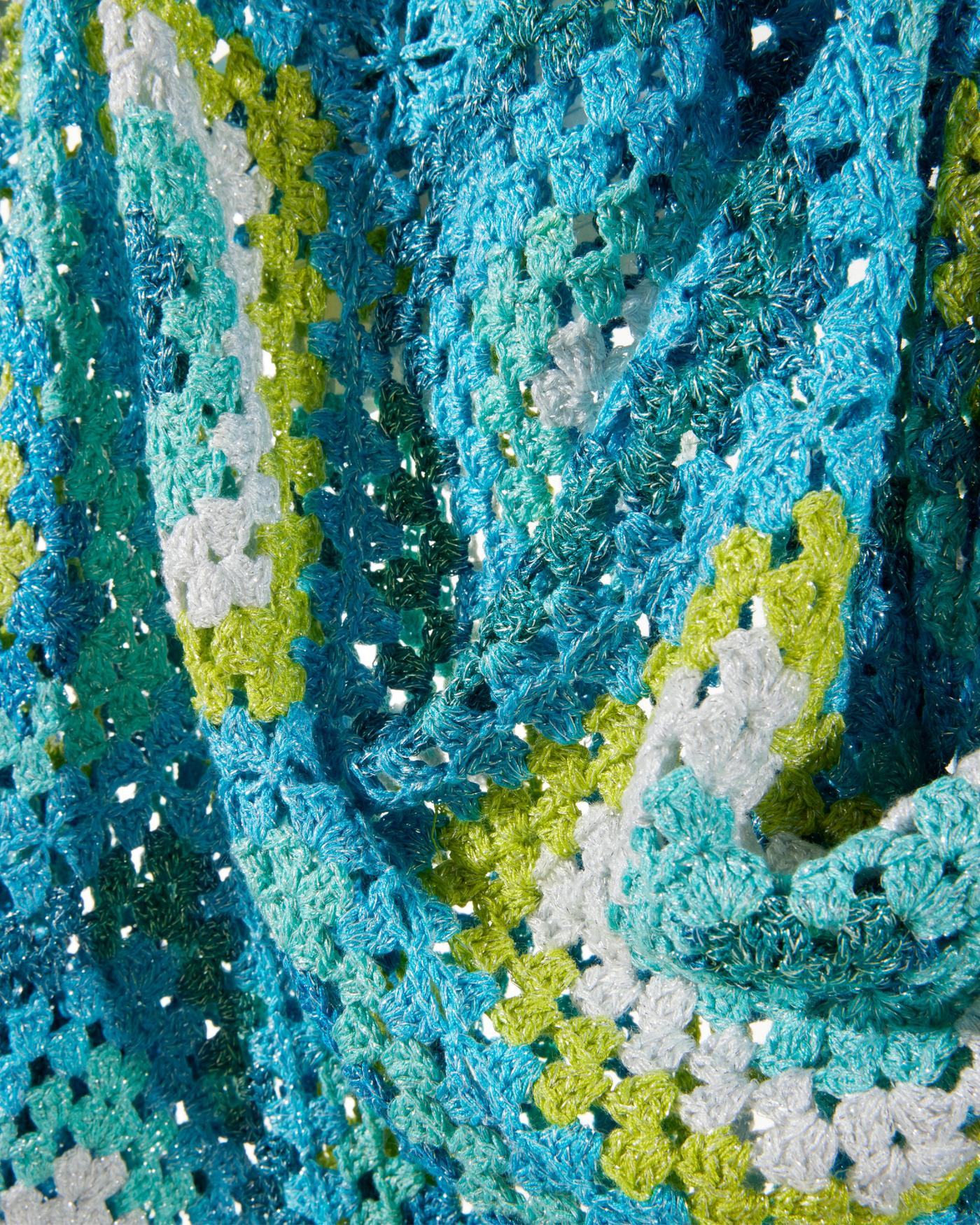 Lurex Slouchy Crochet Poncho - Blue Multicolor | Boston Proper