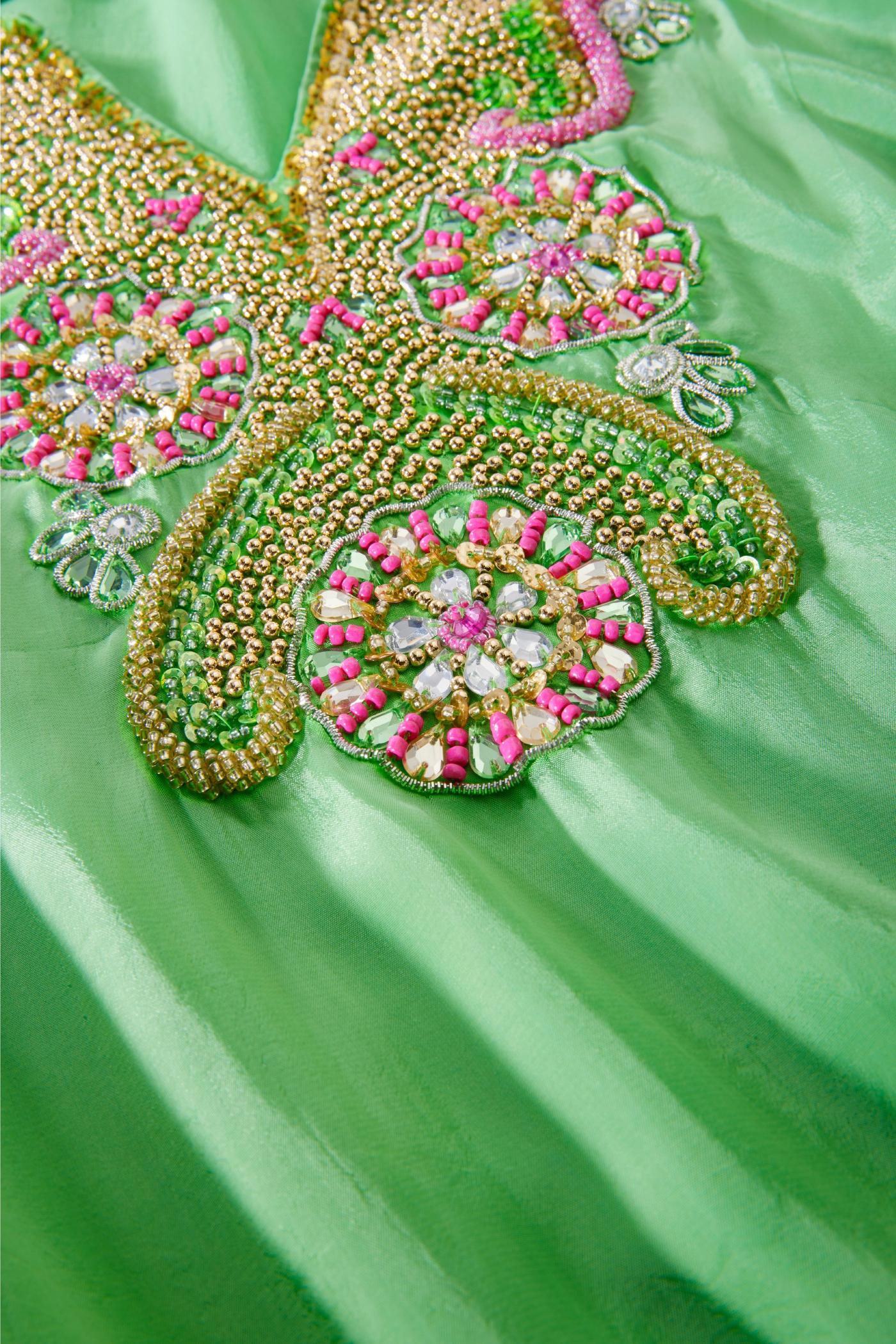 Novelty Beaded V-Neck Tunic Top - Green | Boston Proper