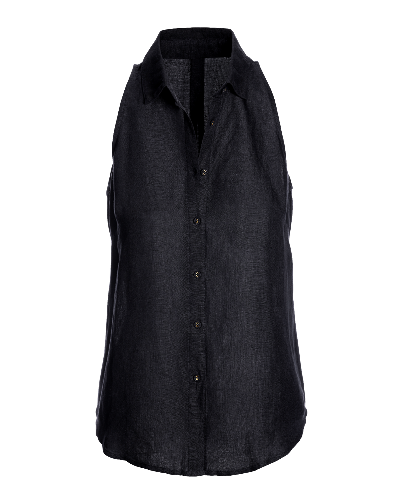 Linen Sleeveless Button-Front Shirt - Black | Boston Proper