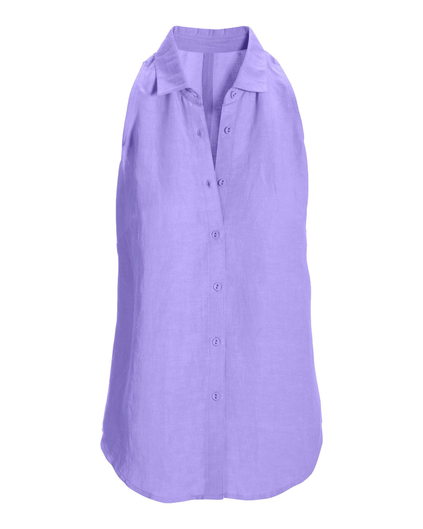 Linen Sleeveless Button-Front Shirt Lavender | Boston Proper