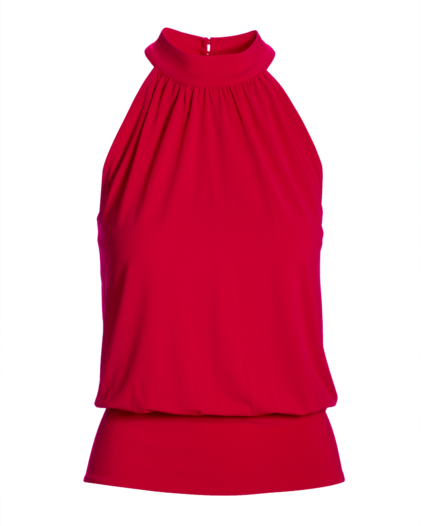 Halter Banded-Bottom Mock-Neck Knit Top True Red