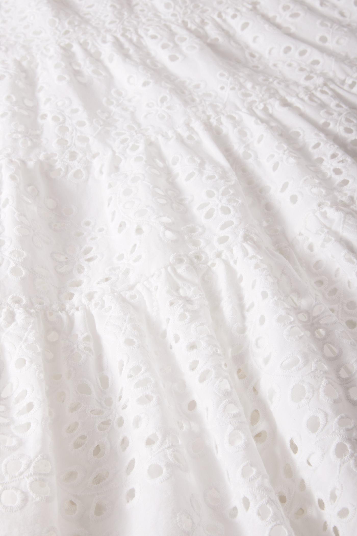 Eyelet Ruffle Tiered Short Dress - White | Boston Proper