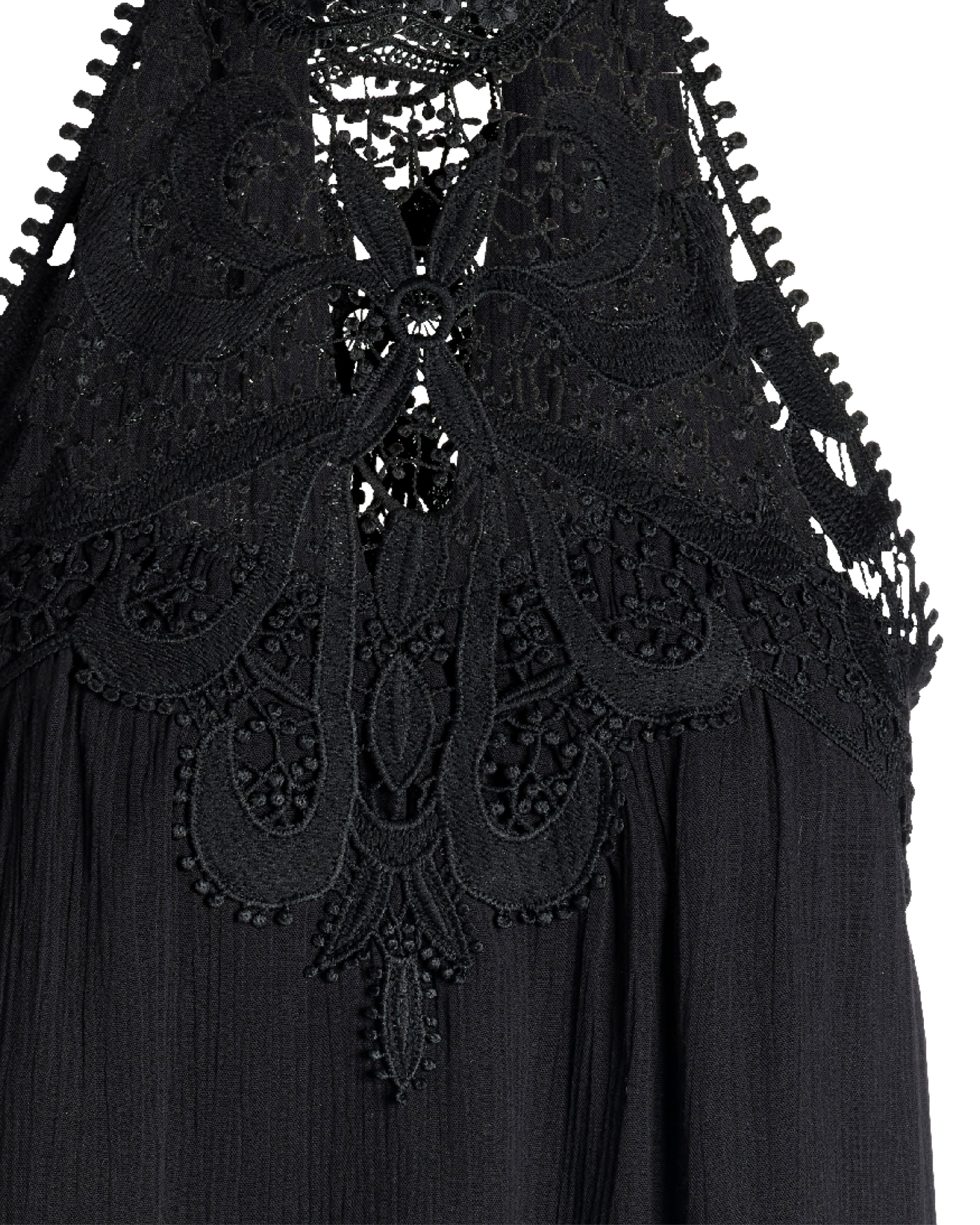 Lace High Neck Gauze Swing Dress - Black | Boston Proper Lace High Neck Gauze Swing Dress - Black | Boston Proper