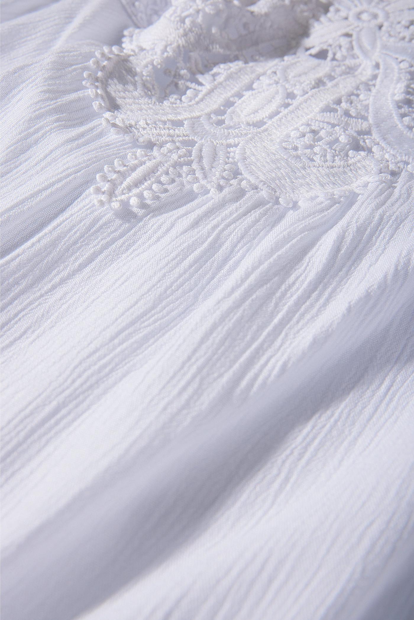 Lace High Neck Gauze Swing Dress - White | Boston Proper