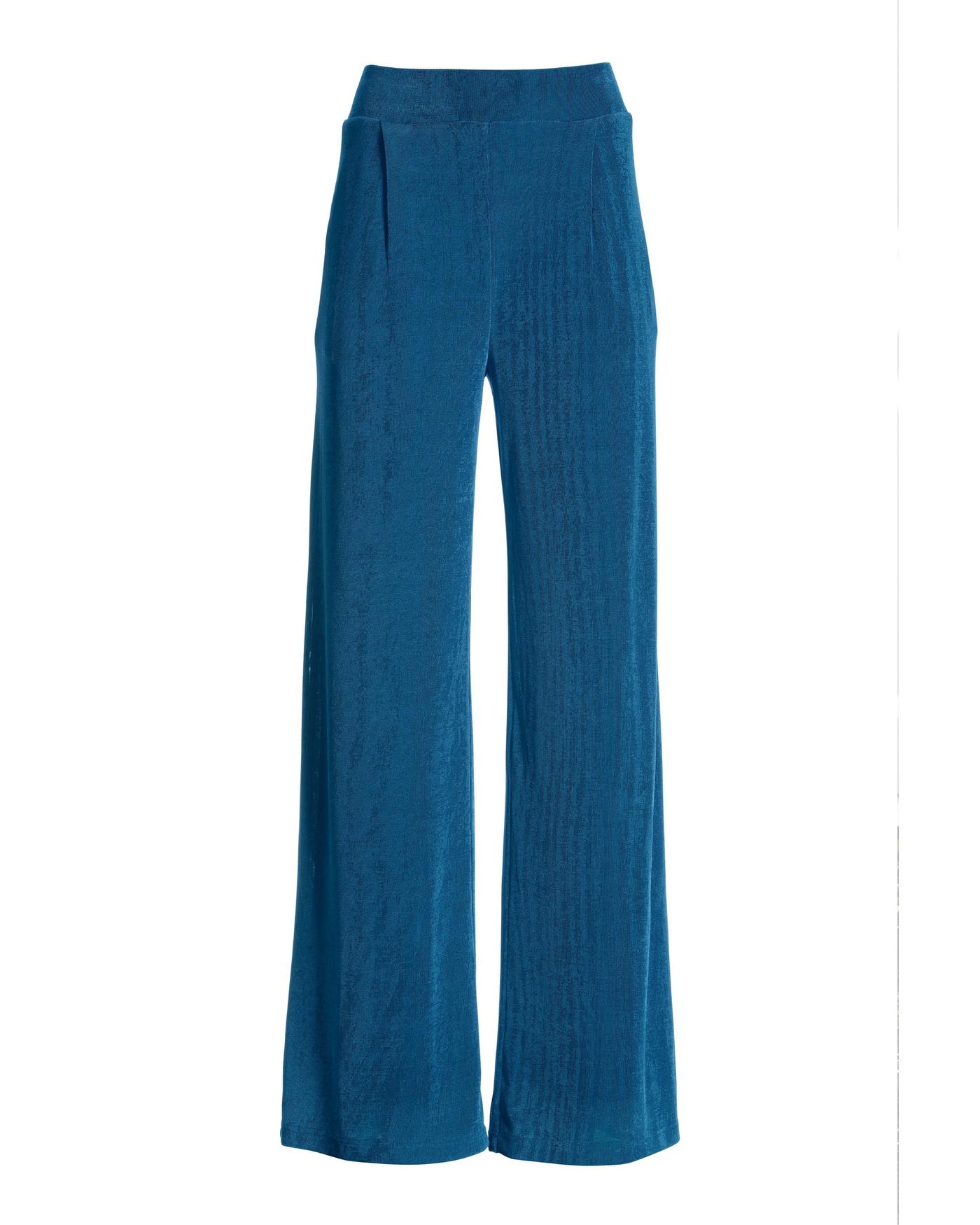 Slinky Knit Pleated Wide Leg Pant - Blue | Boston Proper