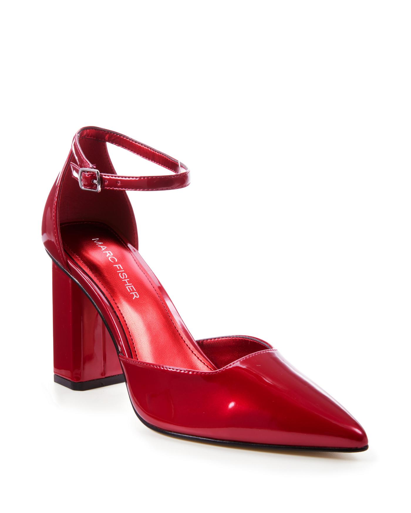 Pointed Toe Metallic Ankle Strap Heel Red Boston Proper