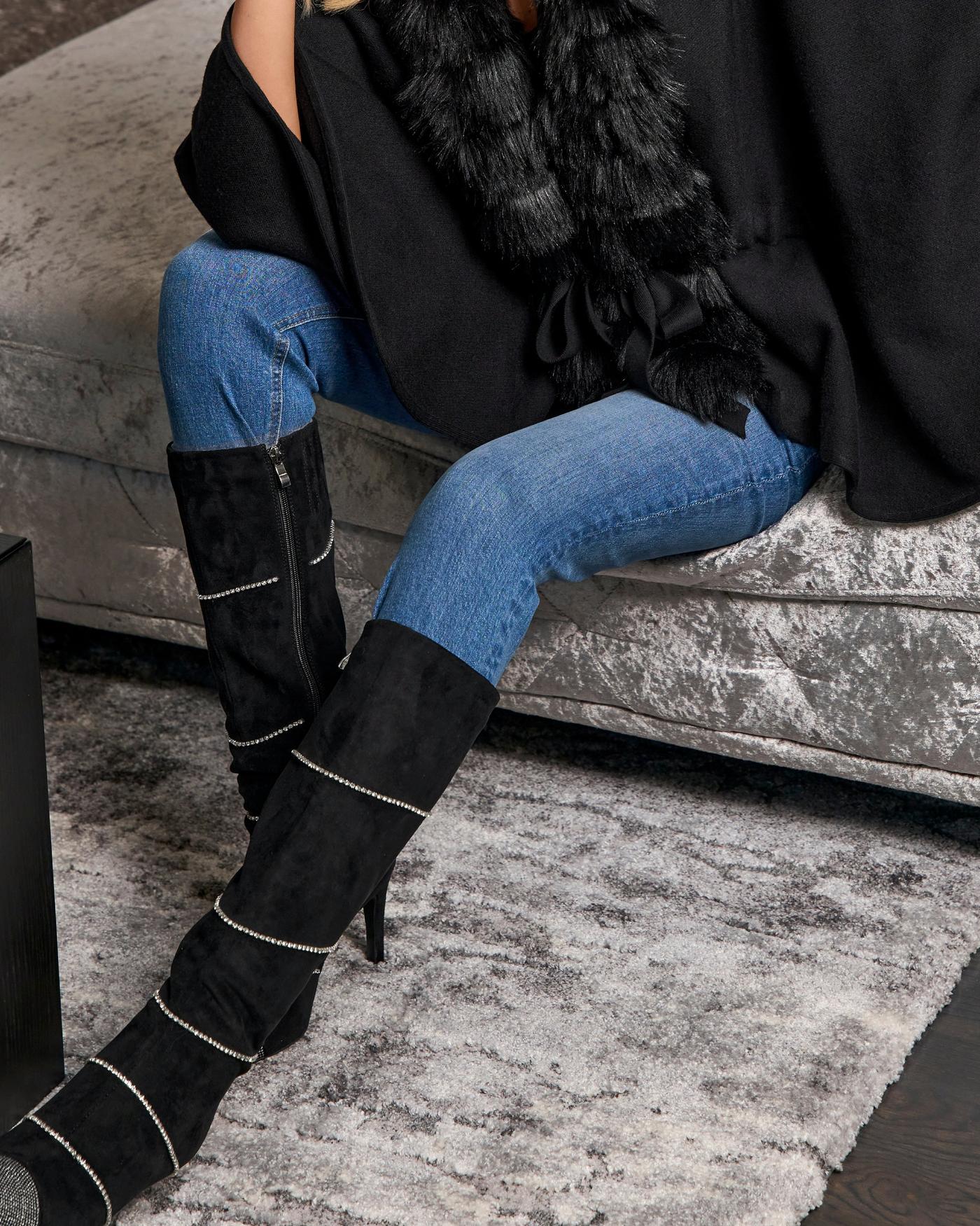 Crystal Wrap Heeled Boot - Black | Boston Proper