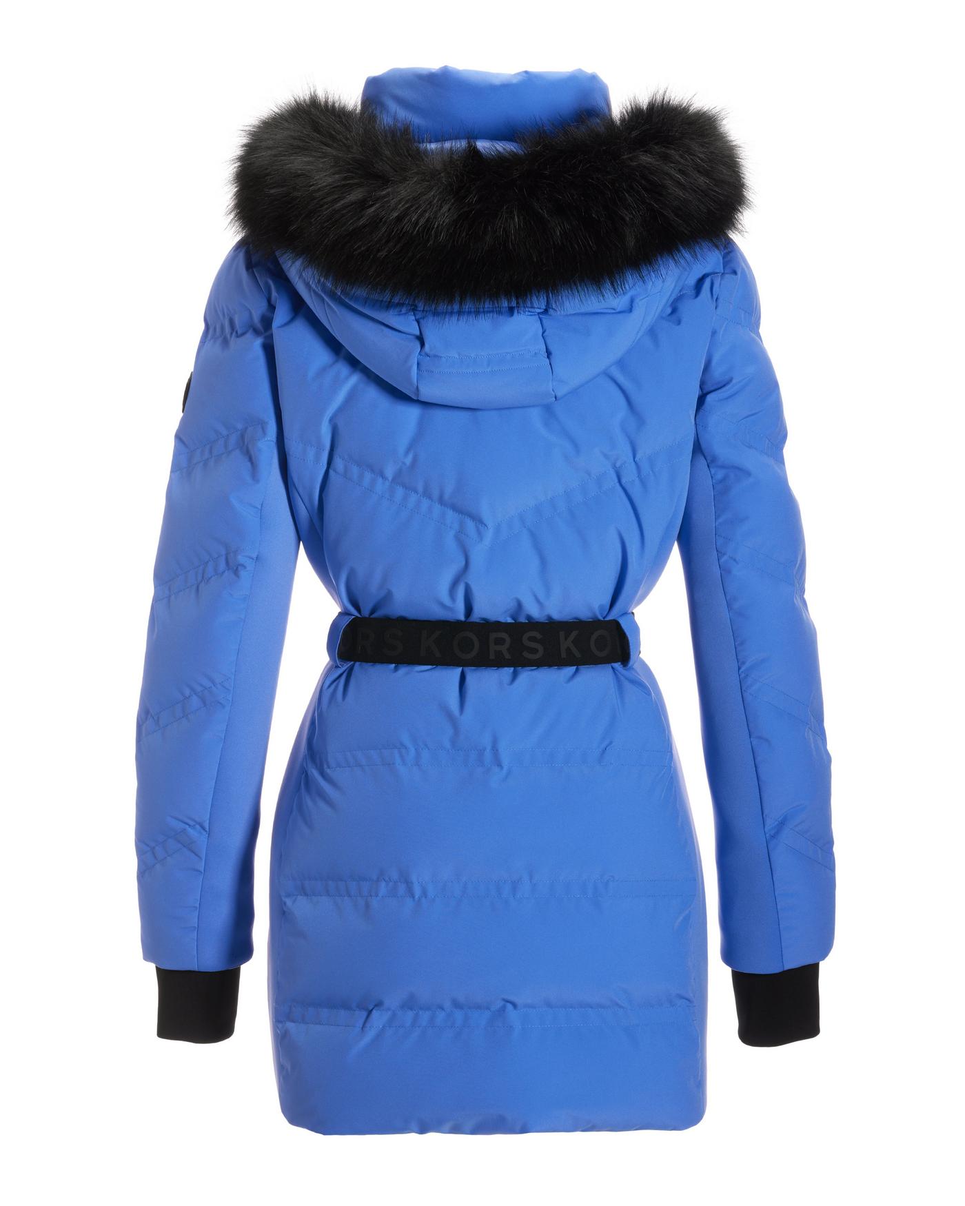 Navy faux fur trim belted padded jacket sales