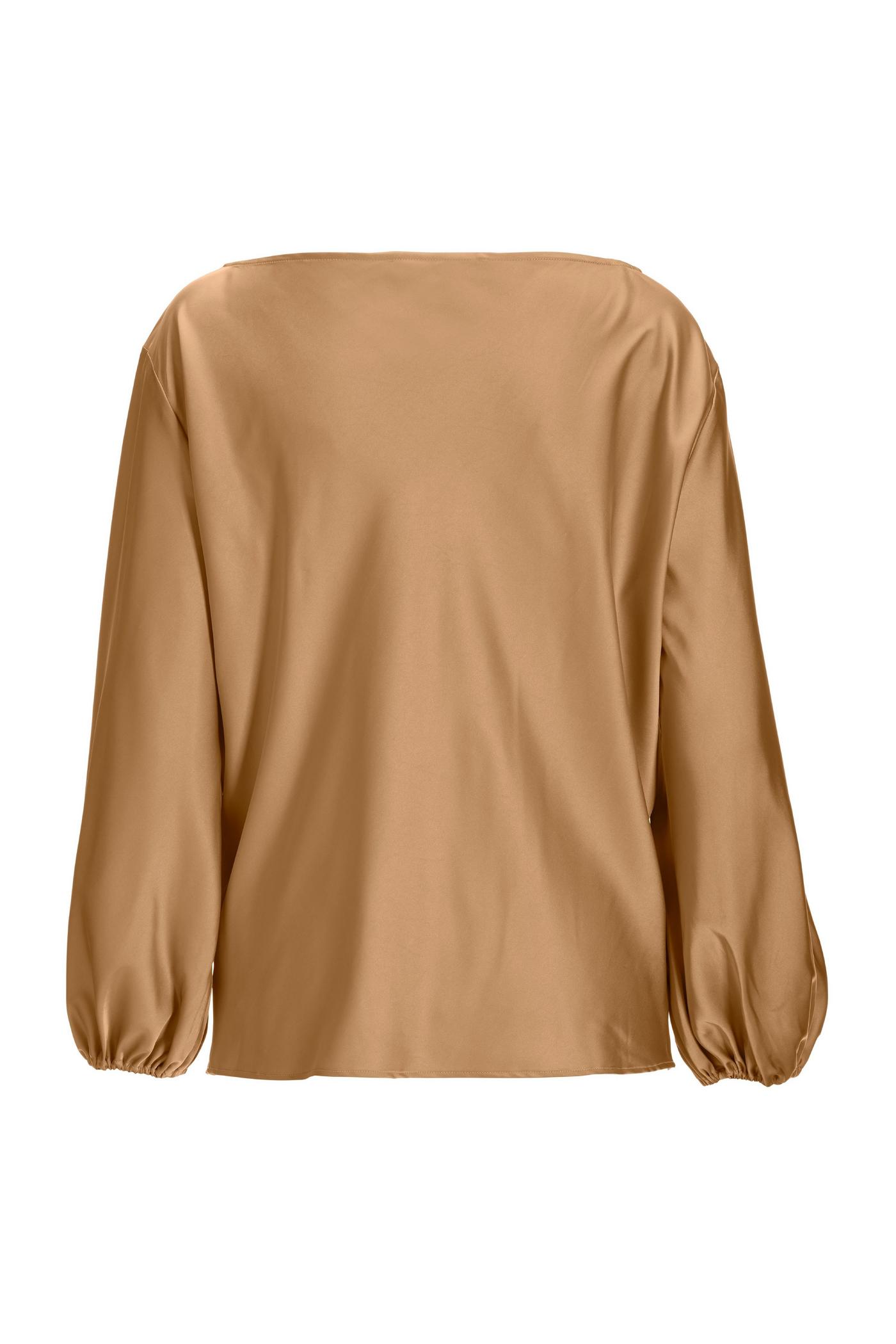 Abby Boat Neck Long Sleeve Charmeuse Blouse Champagne Boston