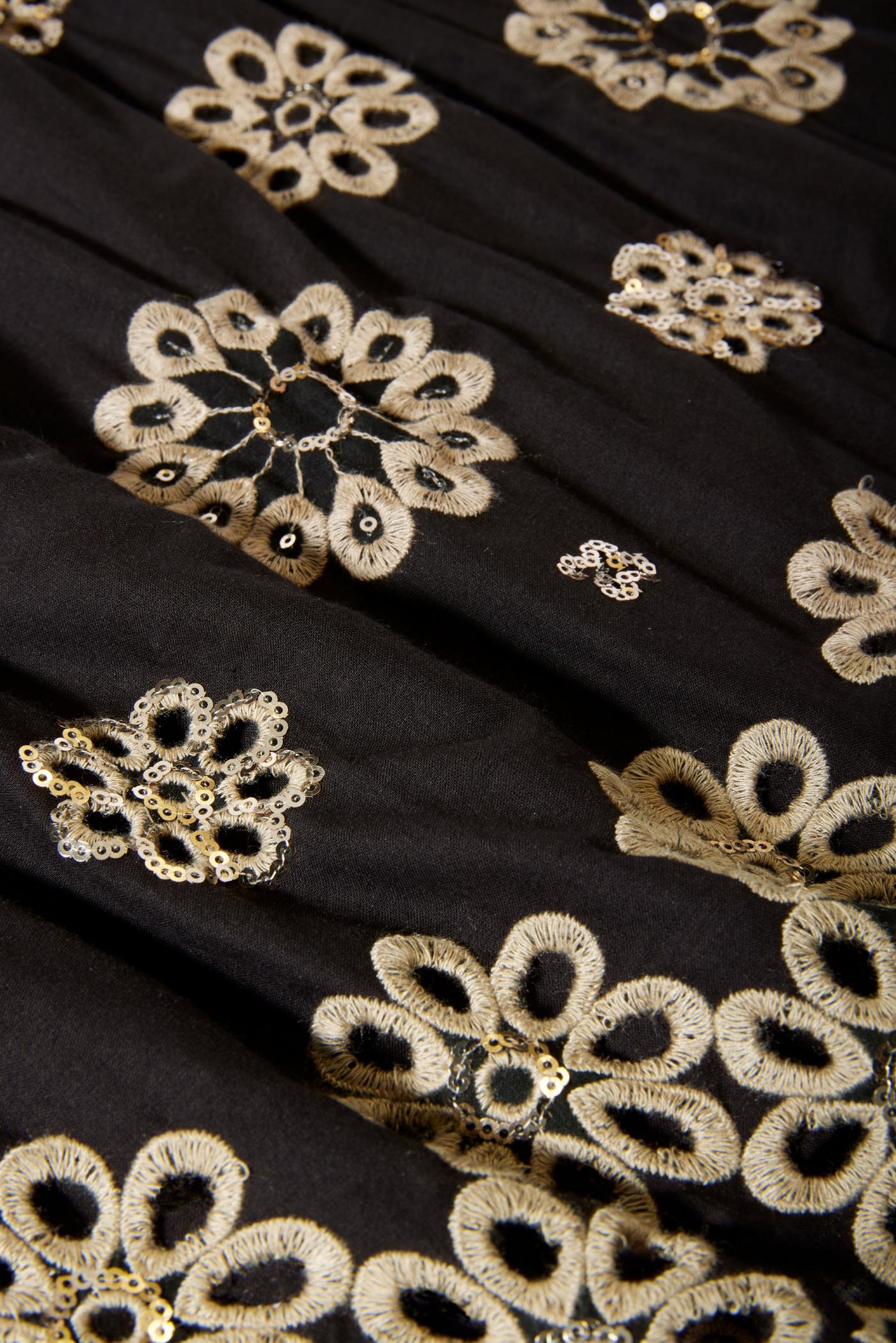 Embroidered Sequin Scallop Hem Blouse - Black Multi | Boston Proper