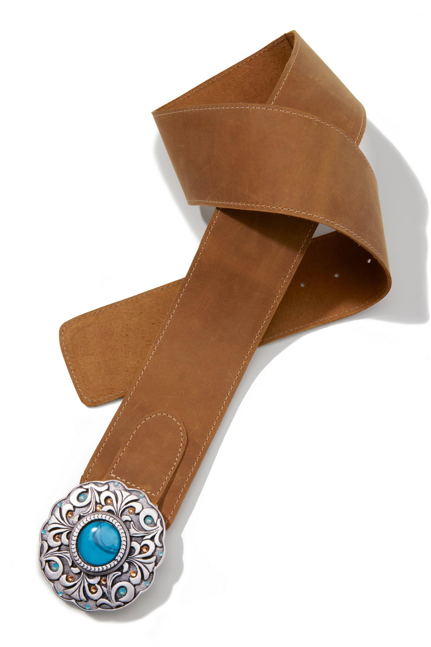 Leatherock belt worn once Leather Round Stone Belt - Cognac Multi | Boston Proper main image 2