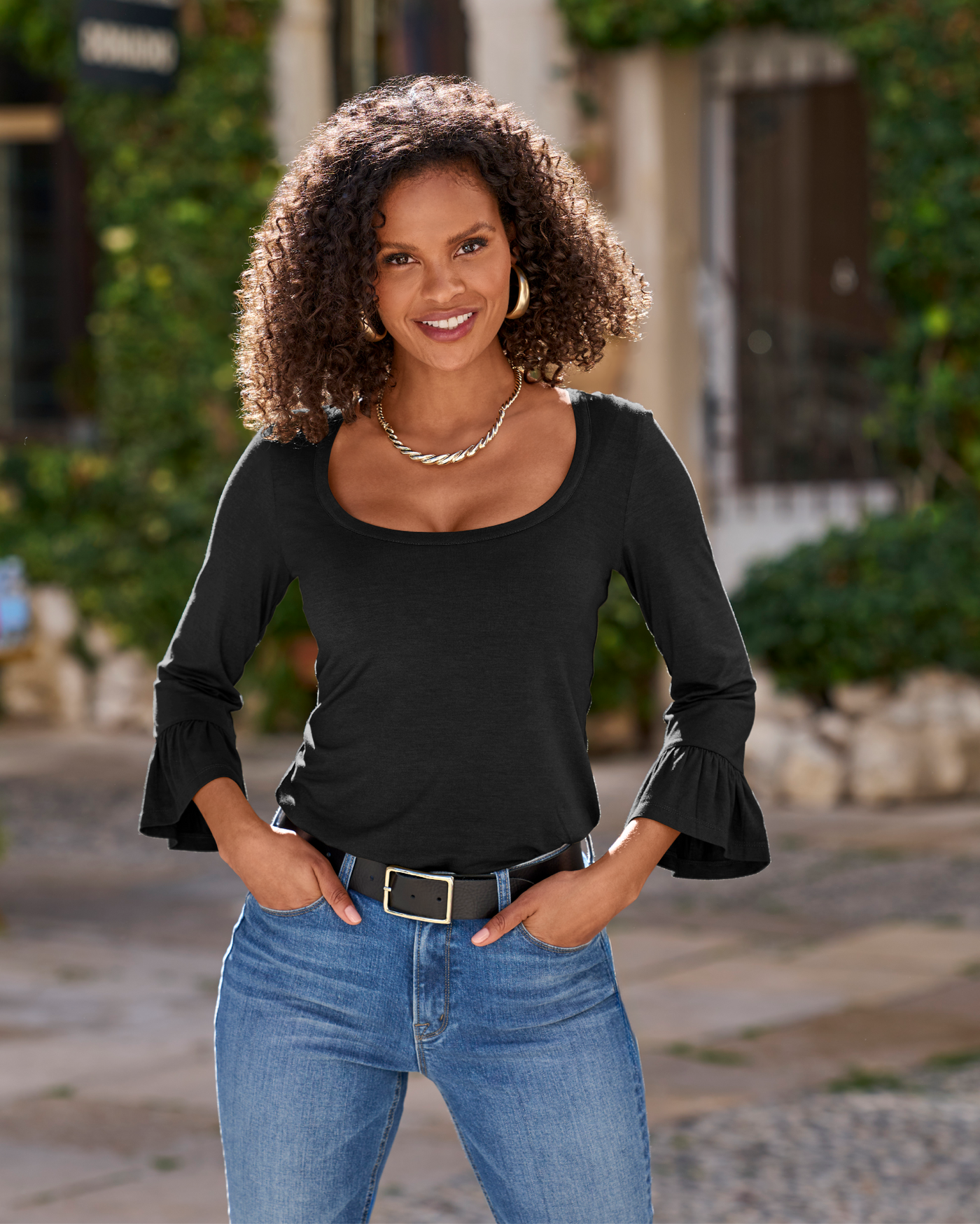 Modern Classic Leather Belt - Black | Boston Proper display picture 3