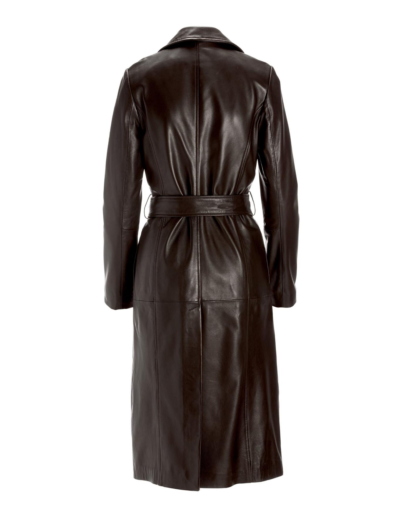 Genuine Leather Shaped Trench Coat - Chocolate | Boston Proper