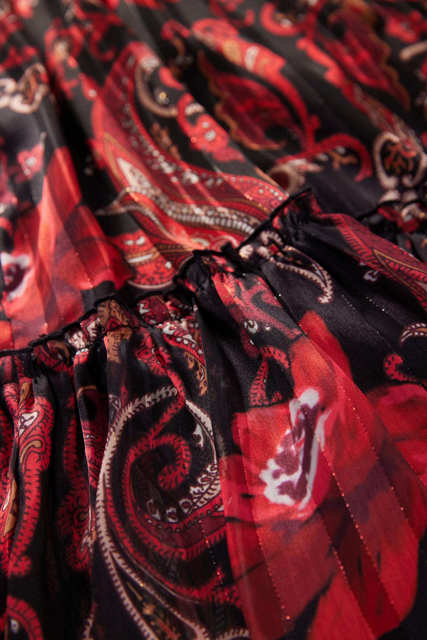 Red and black fit and flare dress shop
