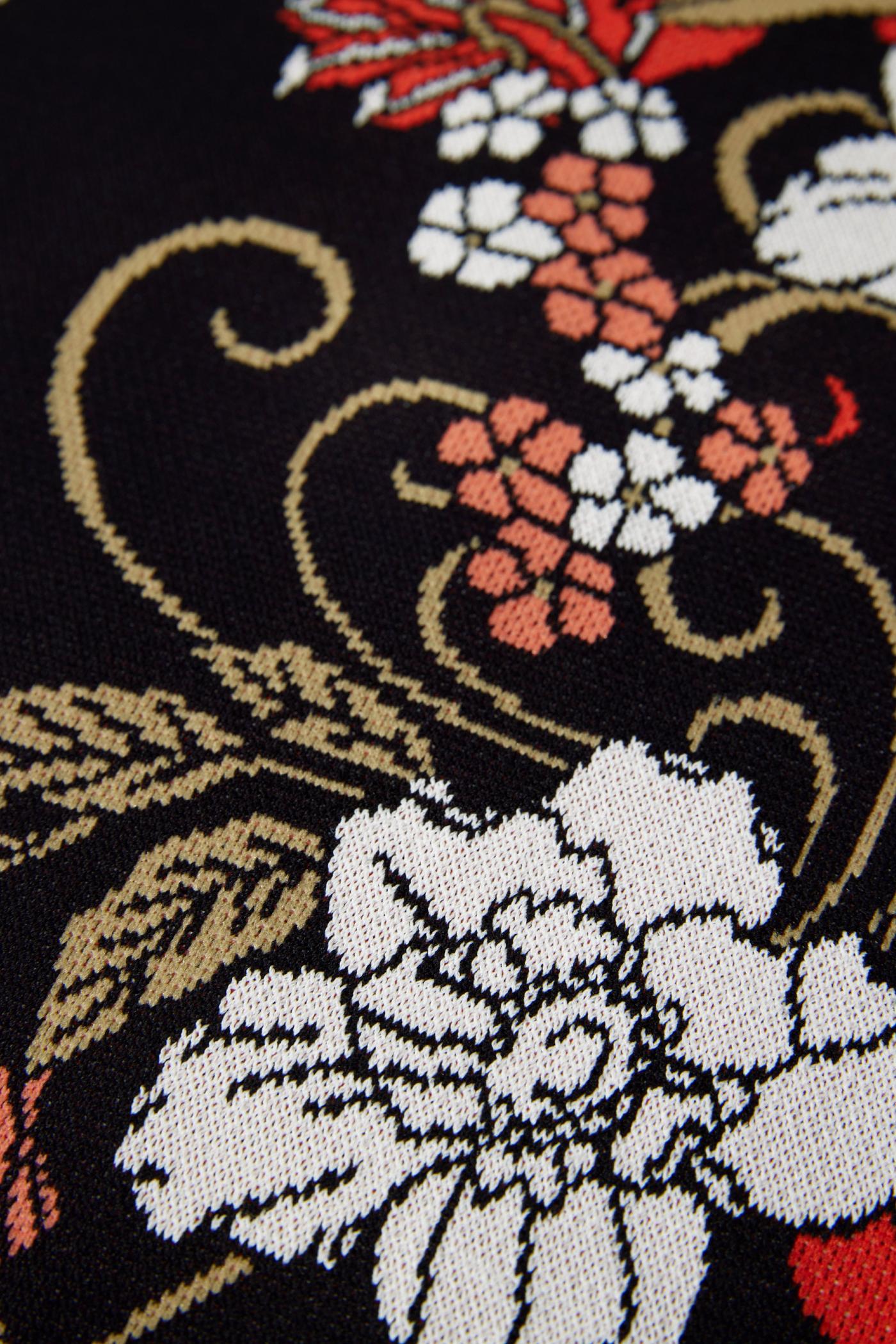 Mirrored Garden Print Intarsia Sweater Dress - Black Multi | Boston Proper