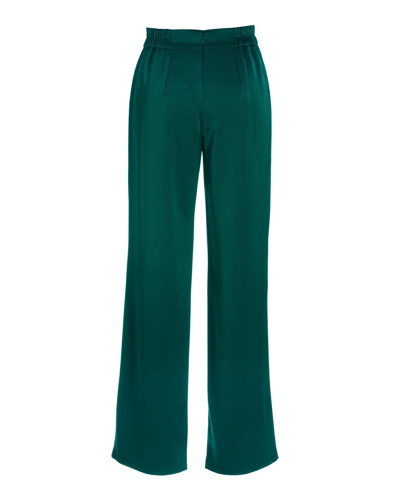 Malibu Satin Wide Leg Trouser Pant - Deep Emerald | Boston Proper