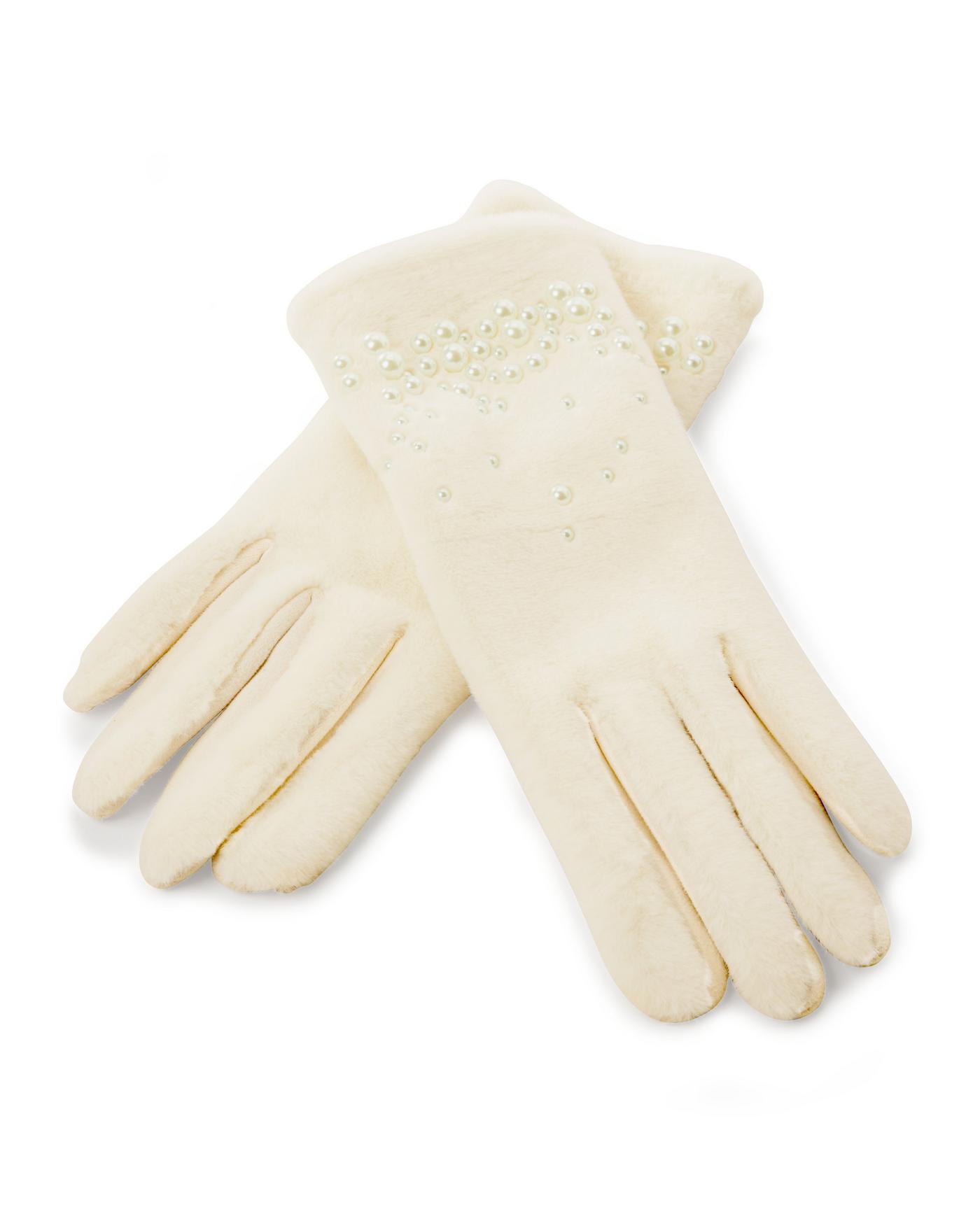 Pearl Faux Fur Winter Glove - Cream | Boston Proper