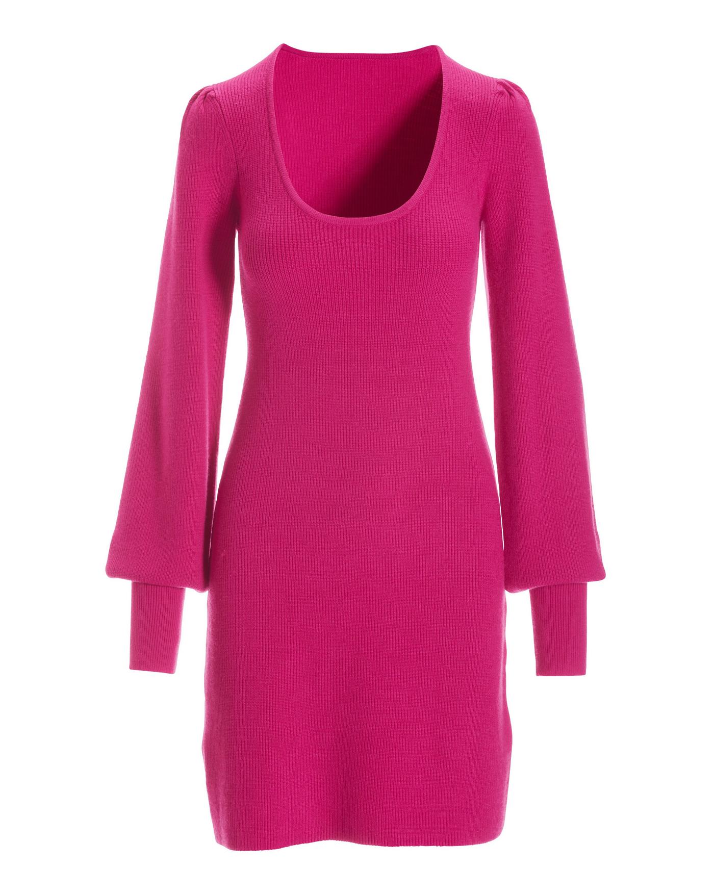 Scoop Neck Balloon Sleeve Sweater Dress - Pink Peacock | Boston Proper