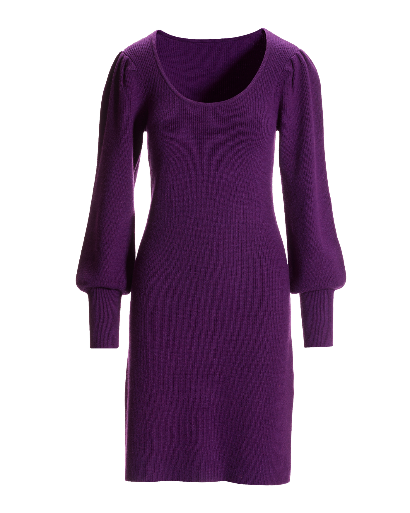 Scoop Neck Balloon Sleeve Sweater Dress Grape Juice