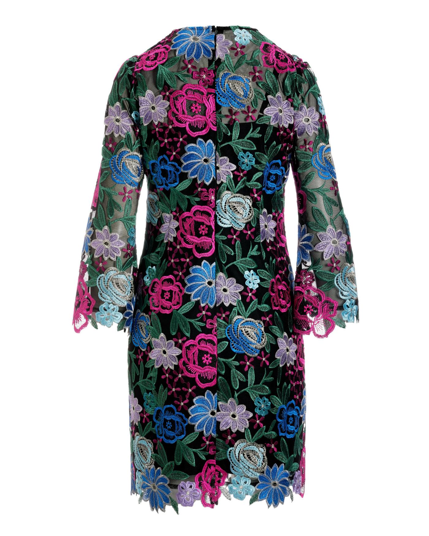 Jewel Tones Floral Lace Shift Dress - Black Multi | Boston