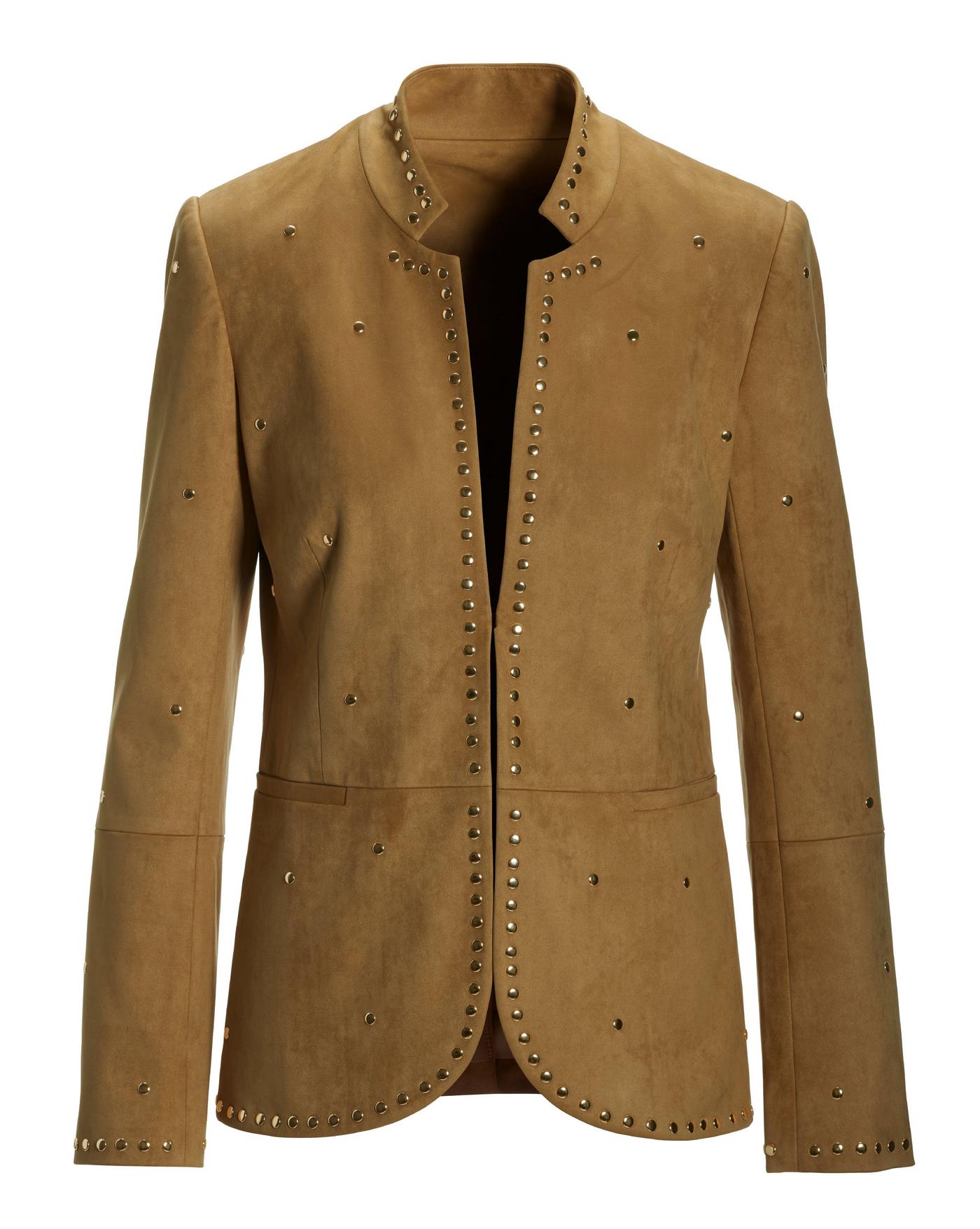 Faux Suede Studded Utility Jacket - Cognac | Boston Proper Faux Suede Studded Utility Jacket - Cognac | Boston Proper