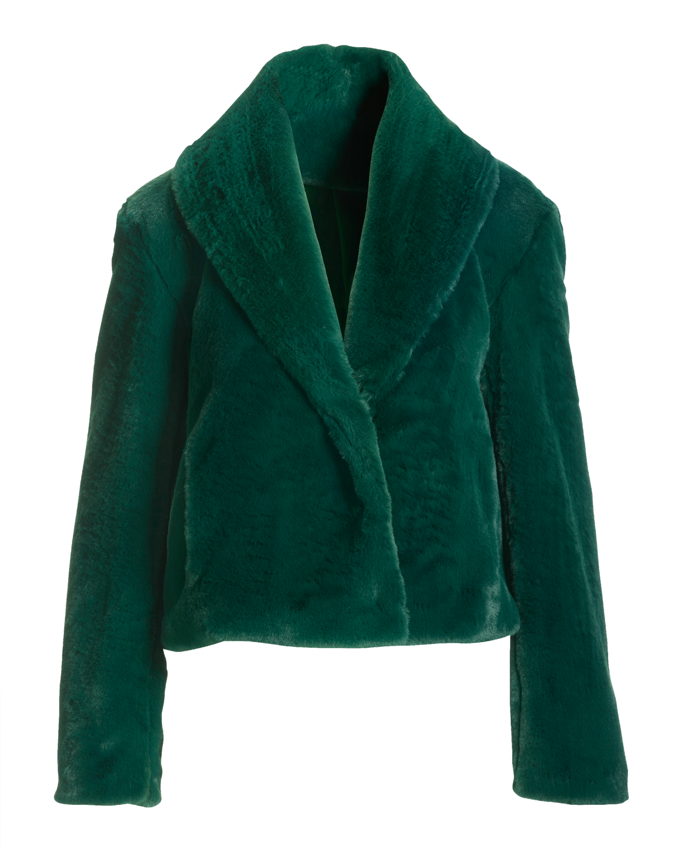 Shawl Collar Versatile Faux Fur Chubby - Deep Emerald | Boston Proper