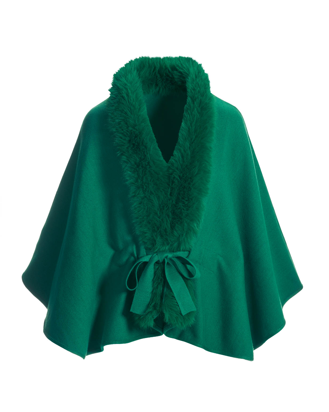 OHGA BOWTIE PONCHO 未使用に近い Faux Fur Tie Waist Poncho Ultramarine Green | Boston Proper