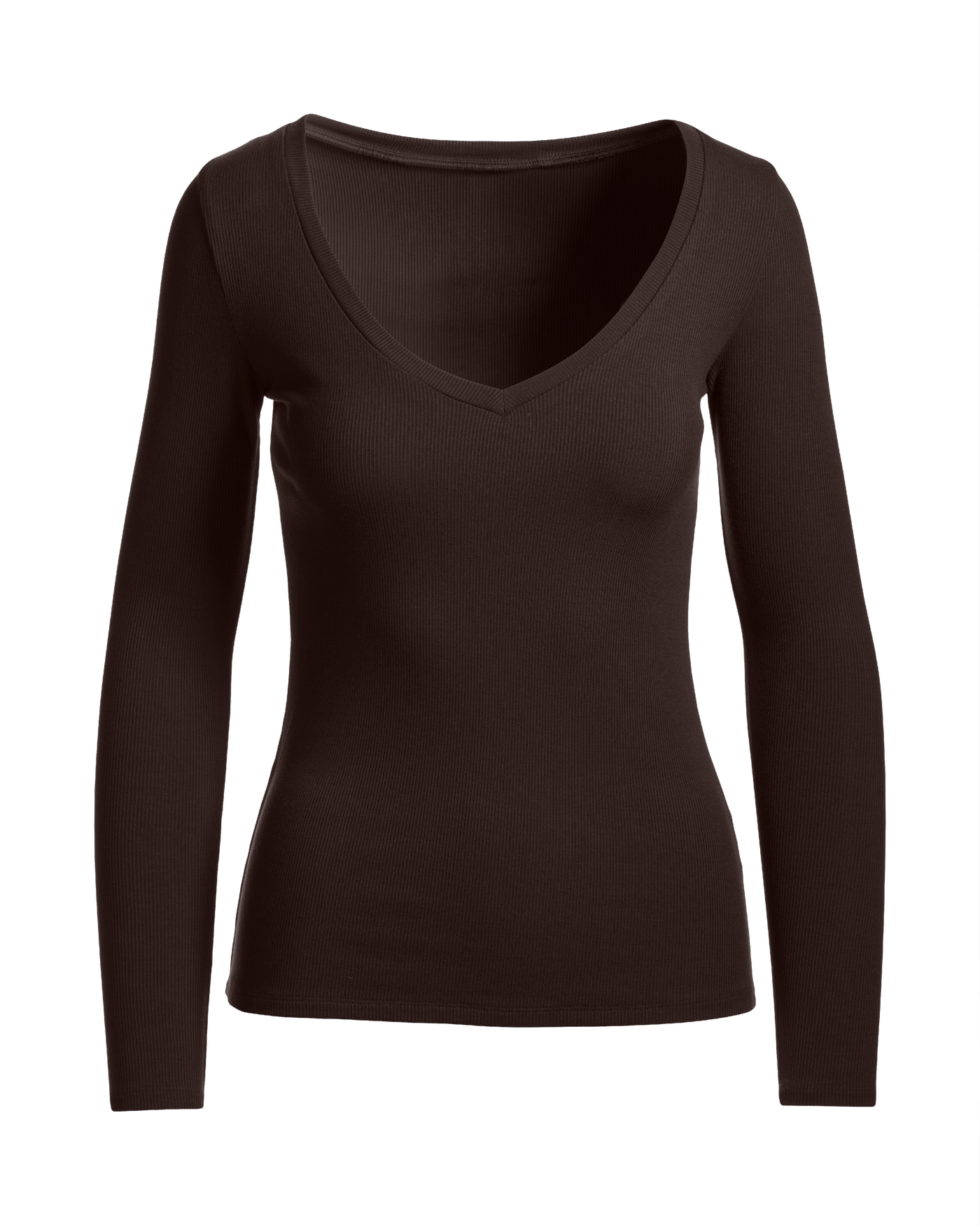 So Essential Ribbed V Neck Long Sleeve Top Soft Pink