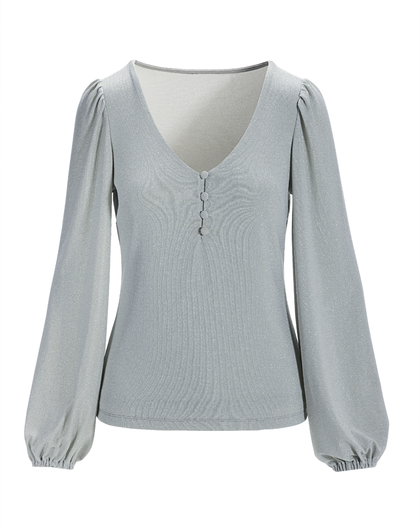 Metallic Silver Gray popular Blouse Knit Top