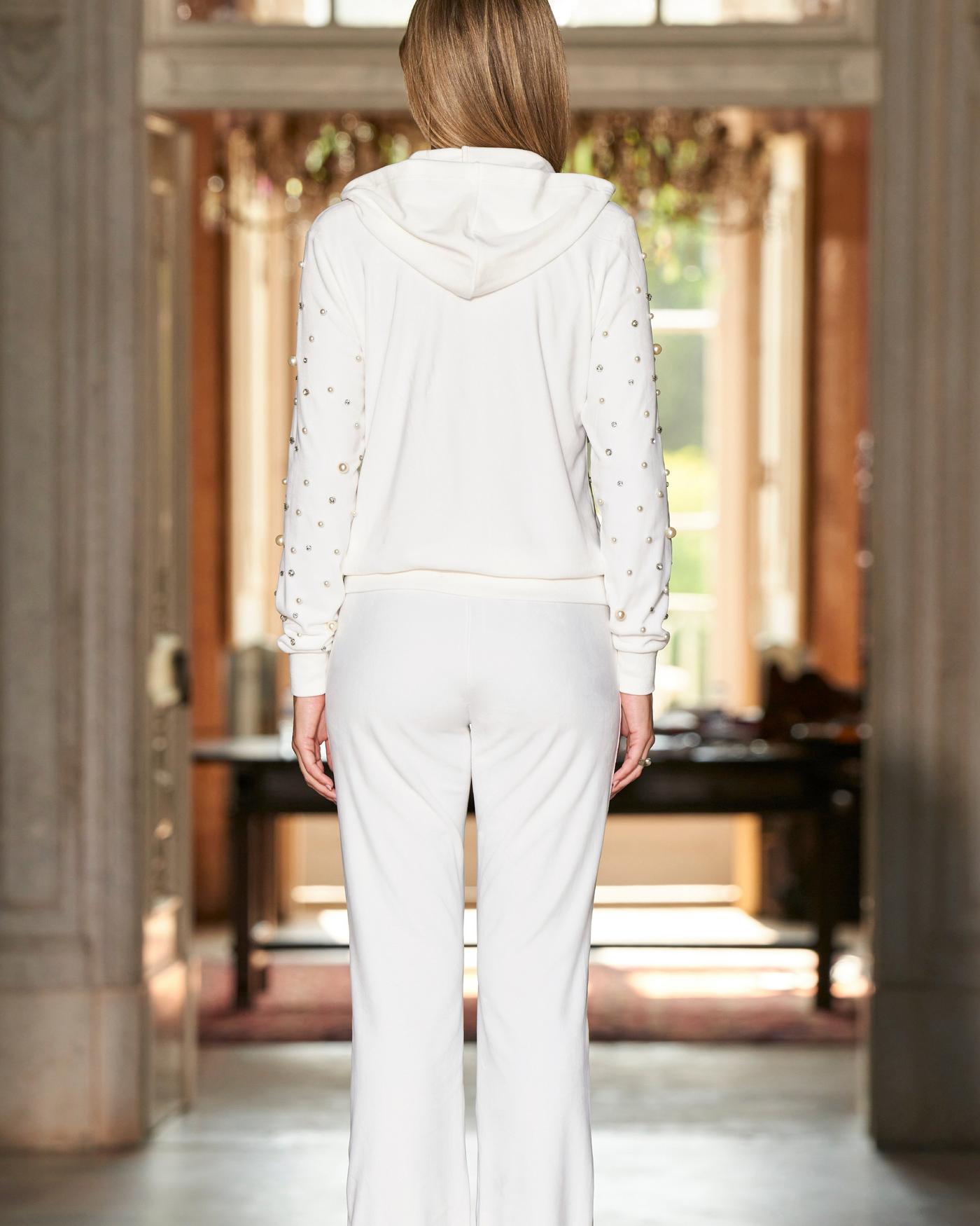 Pearl and Rhinestone Velour Set - White | Boston Proper