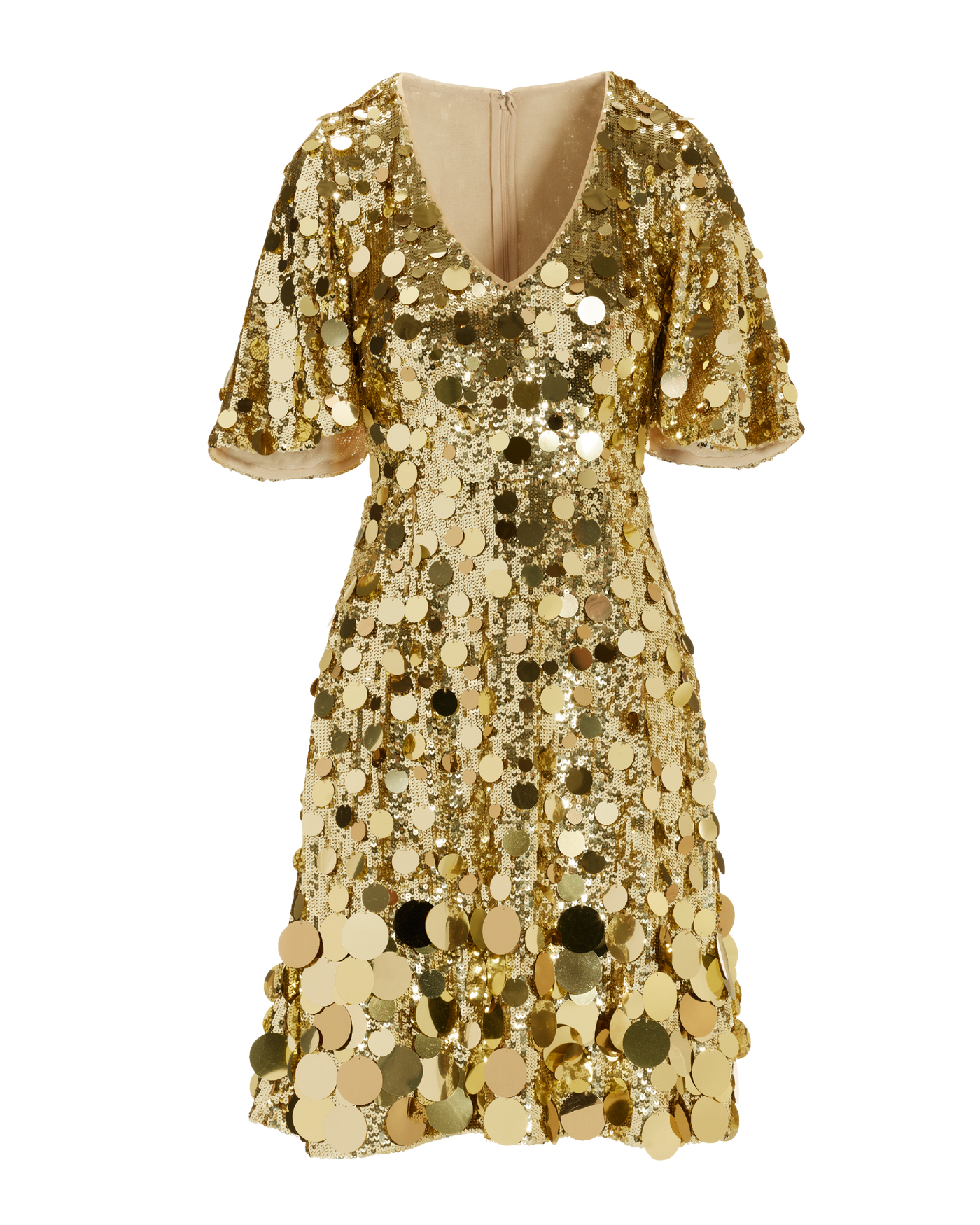 Effortless Glamour Paillette A Line Dress Gold