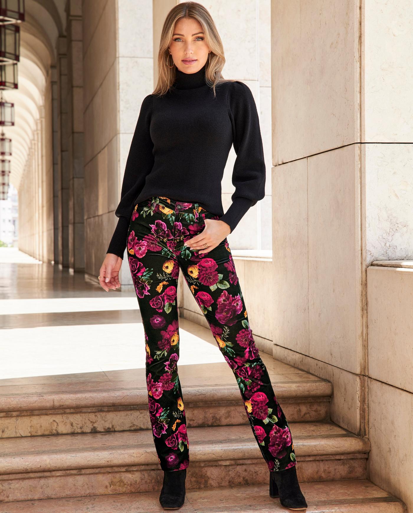 Newport Velvet Honeywine Floral Print Slim Straight Leg Pant Newport Velvet Honeywine Floral Print Slim Straight Leg Pant
