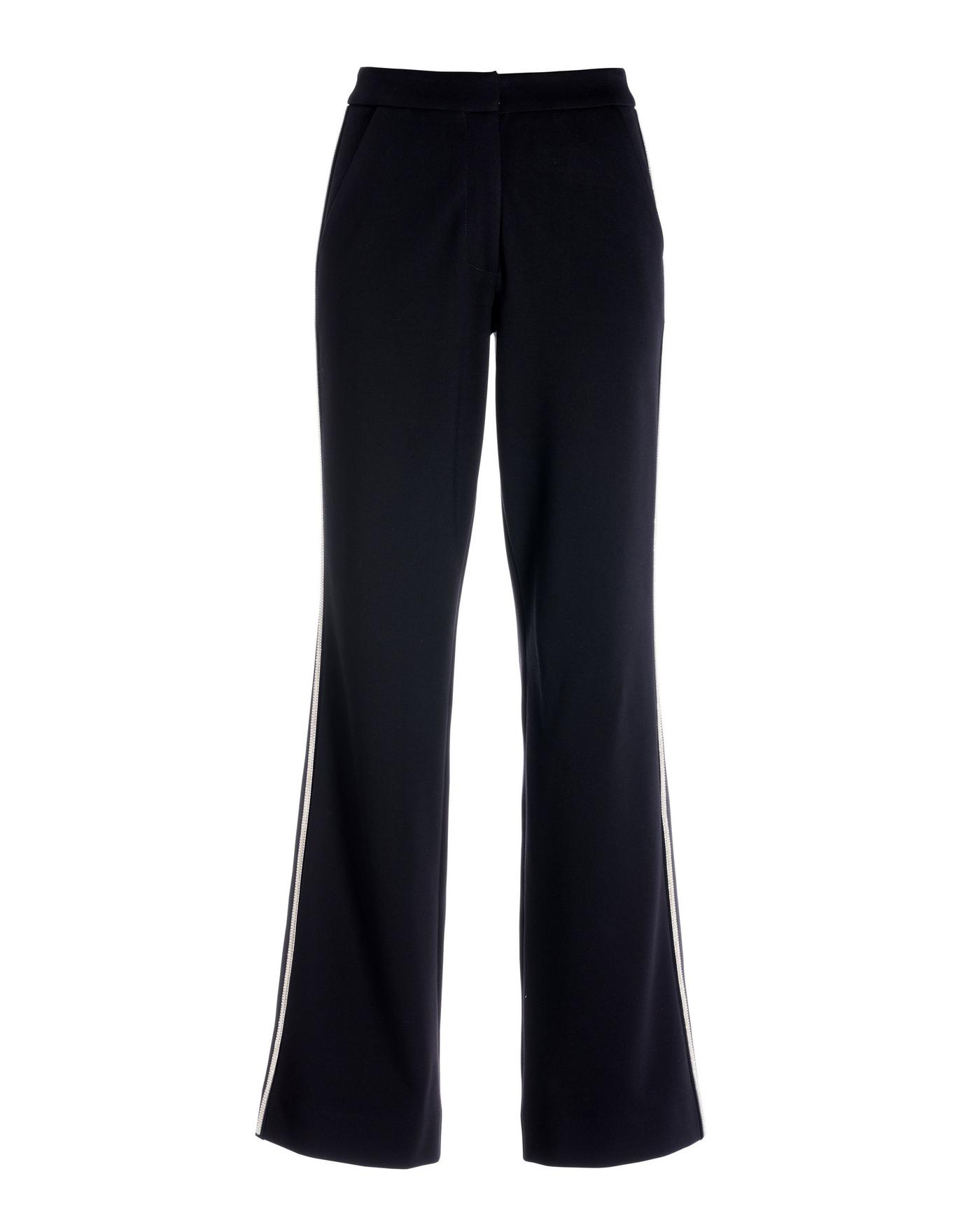 Crystal Shimmer Trim Ponte Trouser Pant - Black/Silver | Boston Proper display picture 1