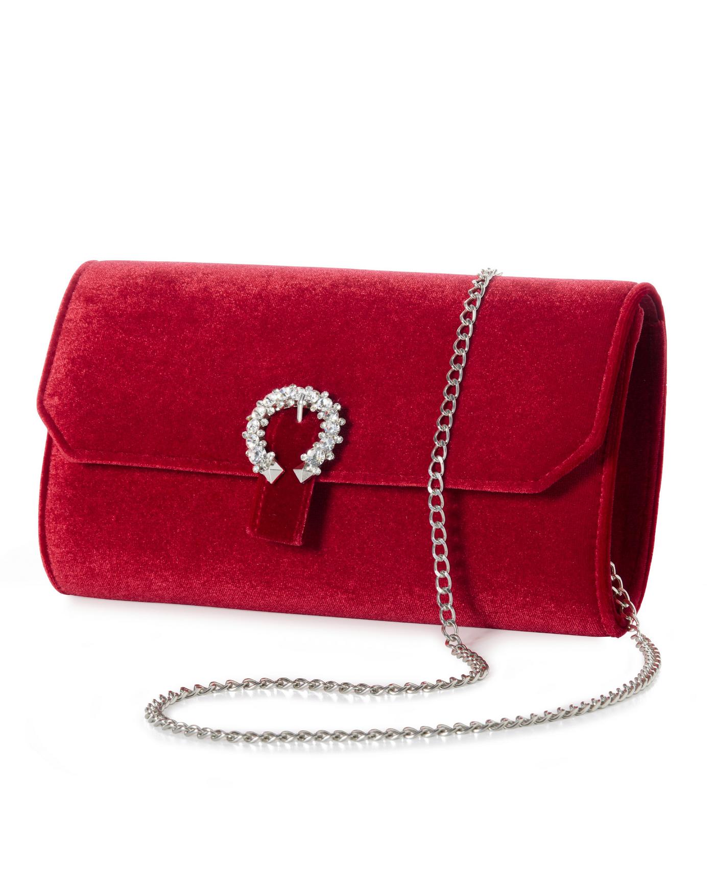 Velvet Embellished Clutch Red Boston Proper