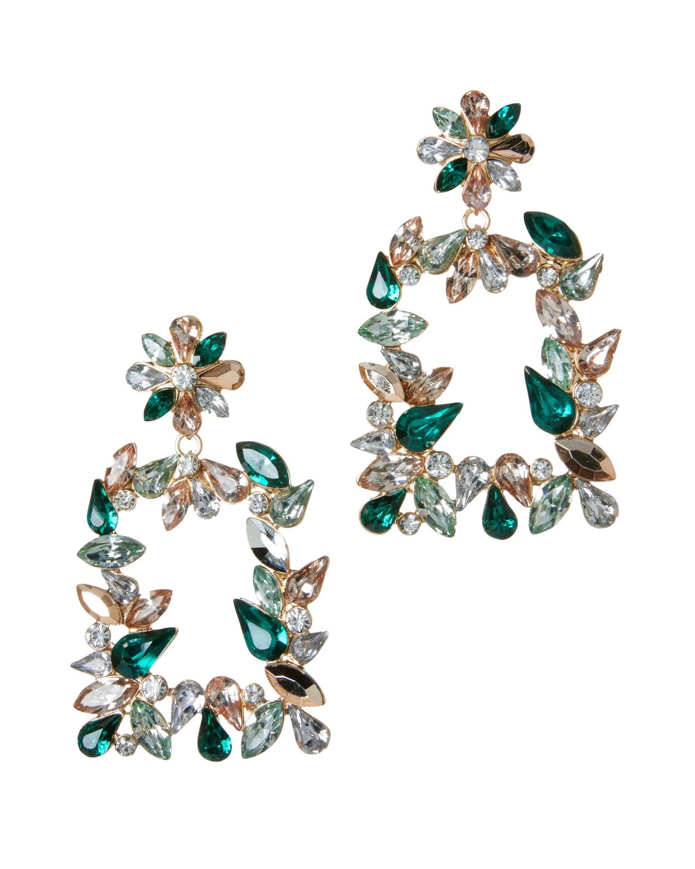 Emerald and Crystal Statement Earring - Gold | Boston Proper