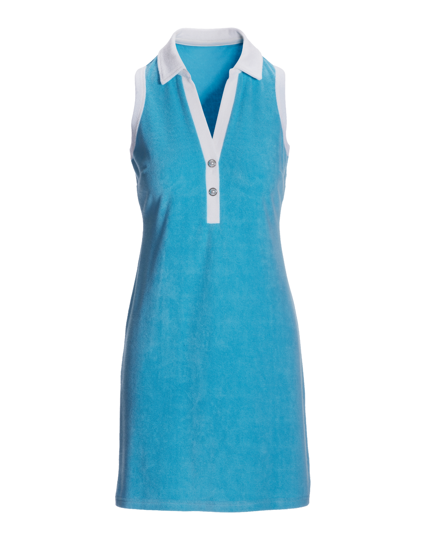 Beach Terry Collared Pearl Trim Dress - Splash Blue | Boston Proper