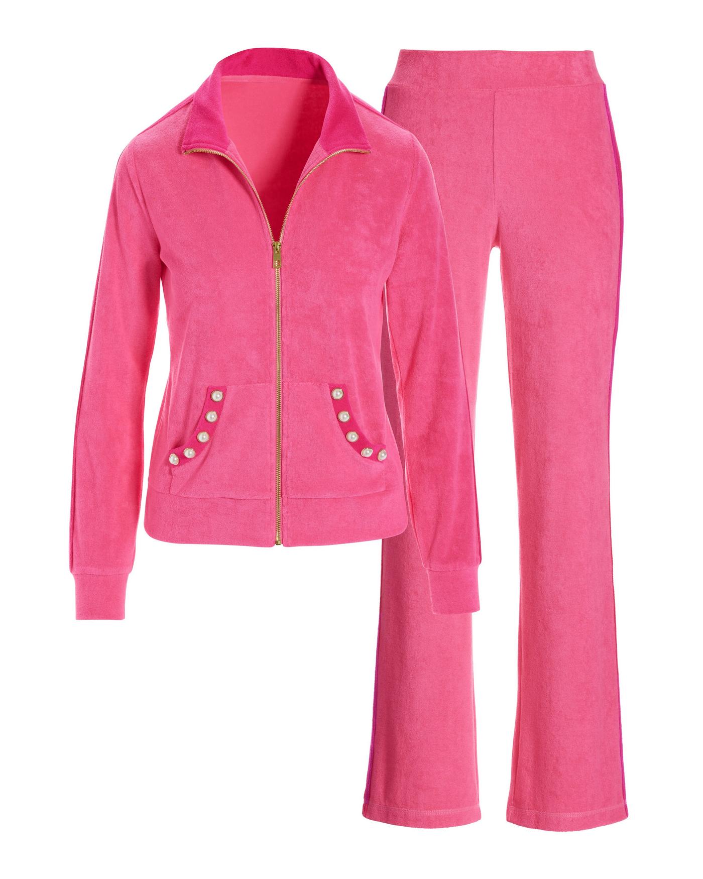 Beach Terry Pearl Jacket and Pant Set - Aurora Pink | Boston Proper