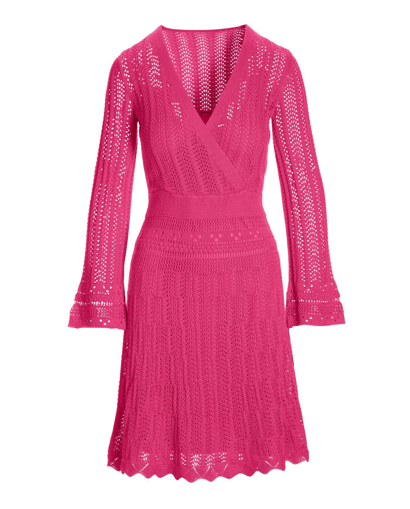 Crochet Surplice A-Line Dress - Shocking Pink | Boston Proper
