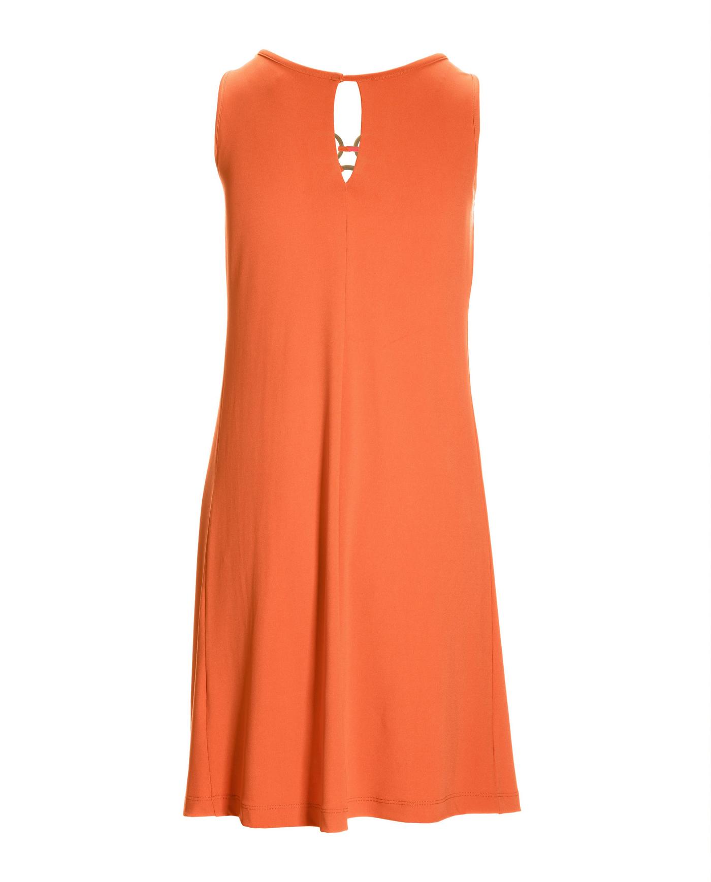 Hardware Detailed Neckline Knit Swing Dress - Nectarine | Boston Proper