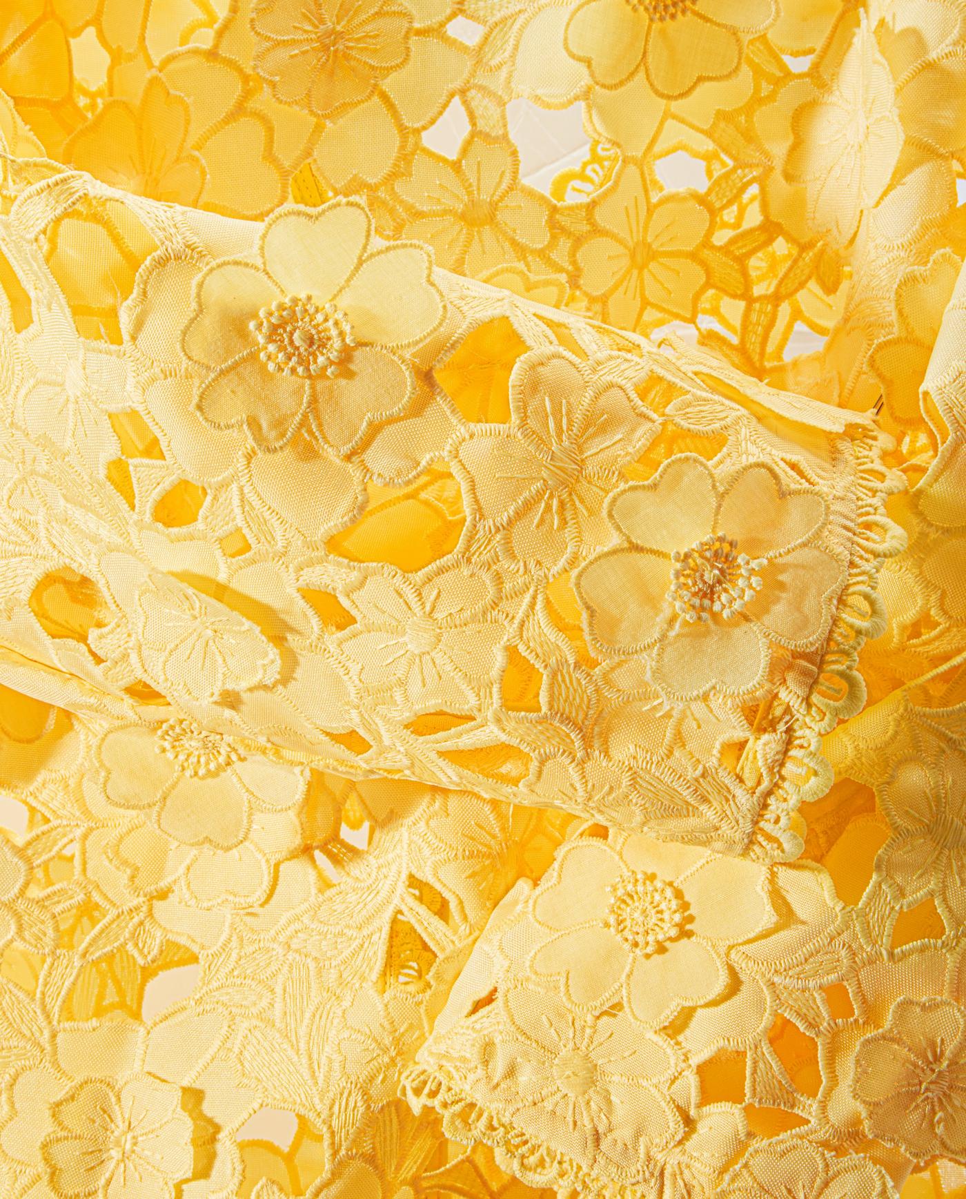 3D floral lace three-quarter sleeve jacket - Lemon Drop