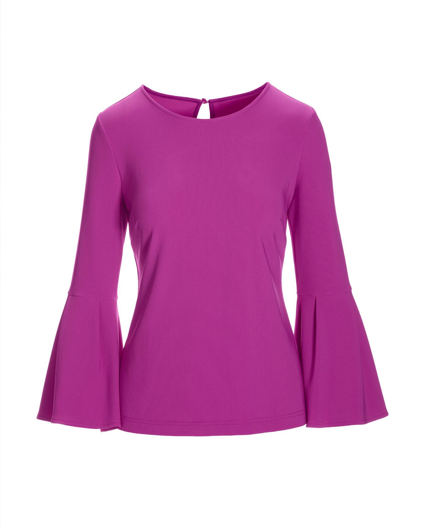 Beyond Travel Crew Neck Bell Sleeve Top - Vivid Viola | Boston Proper