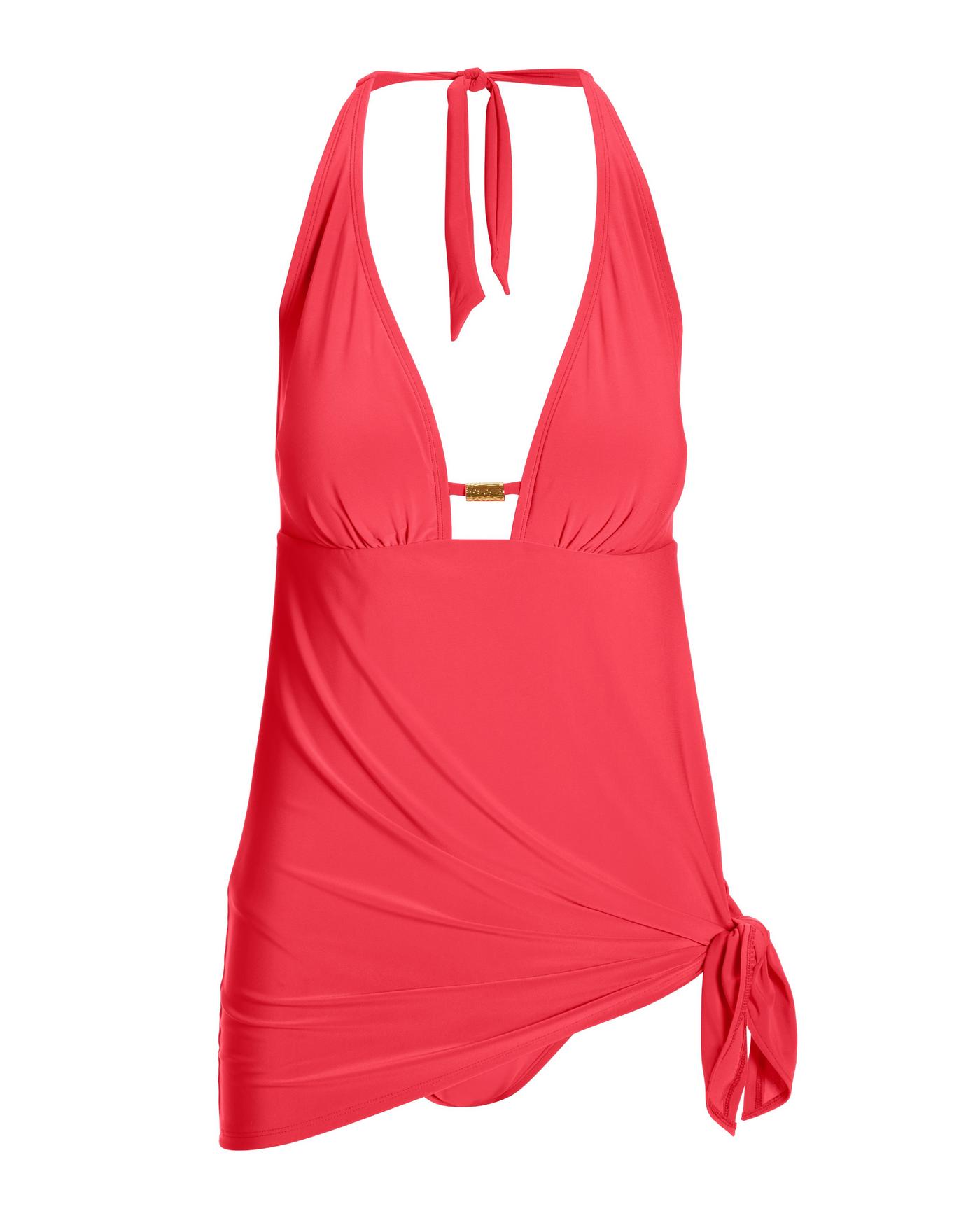 Hardware Halter Swim Dress Coral