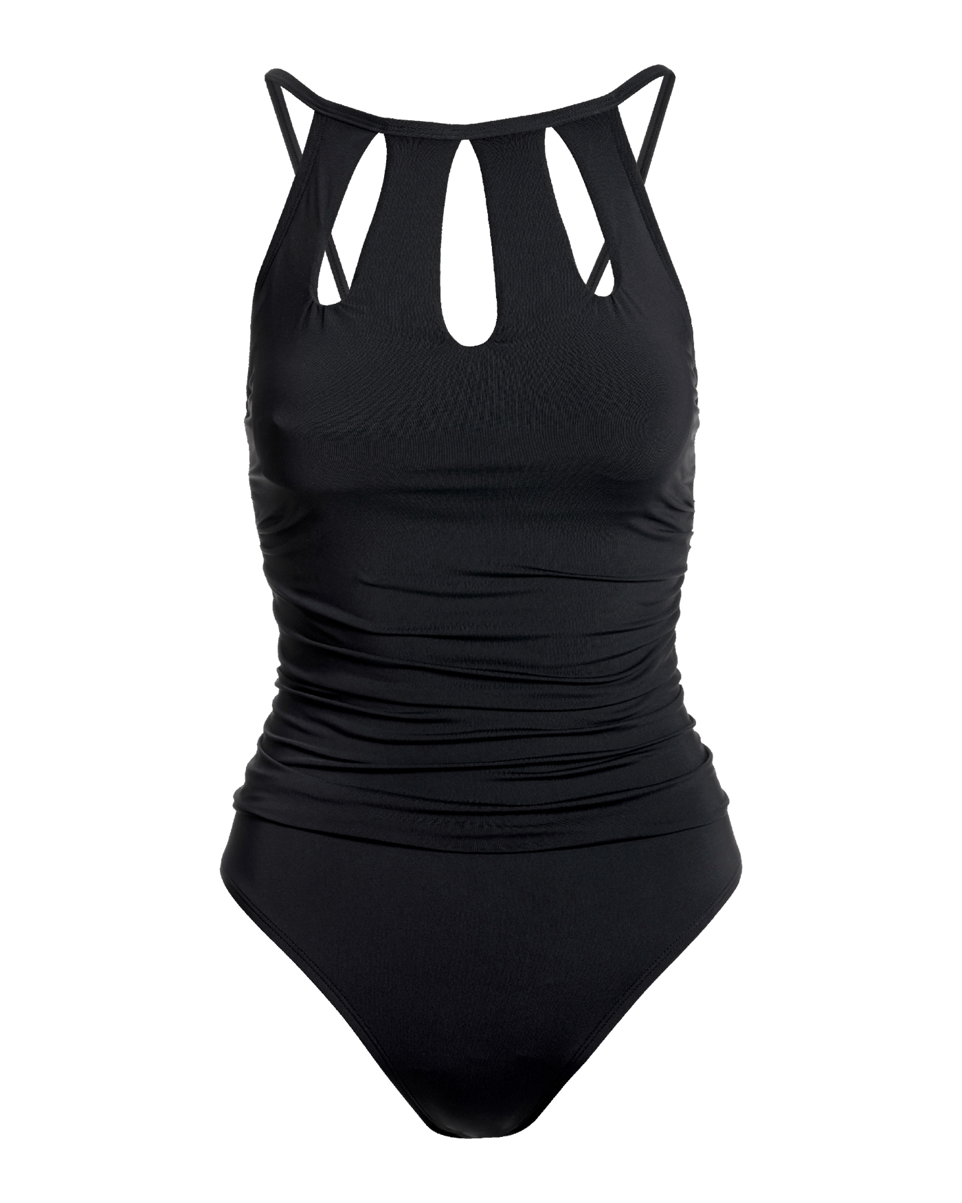 Cutout Ruched One Piece Black