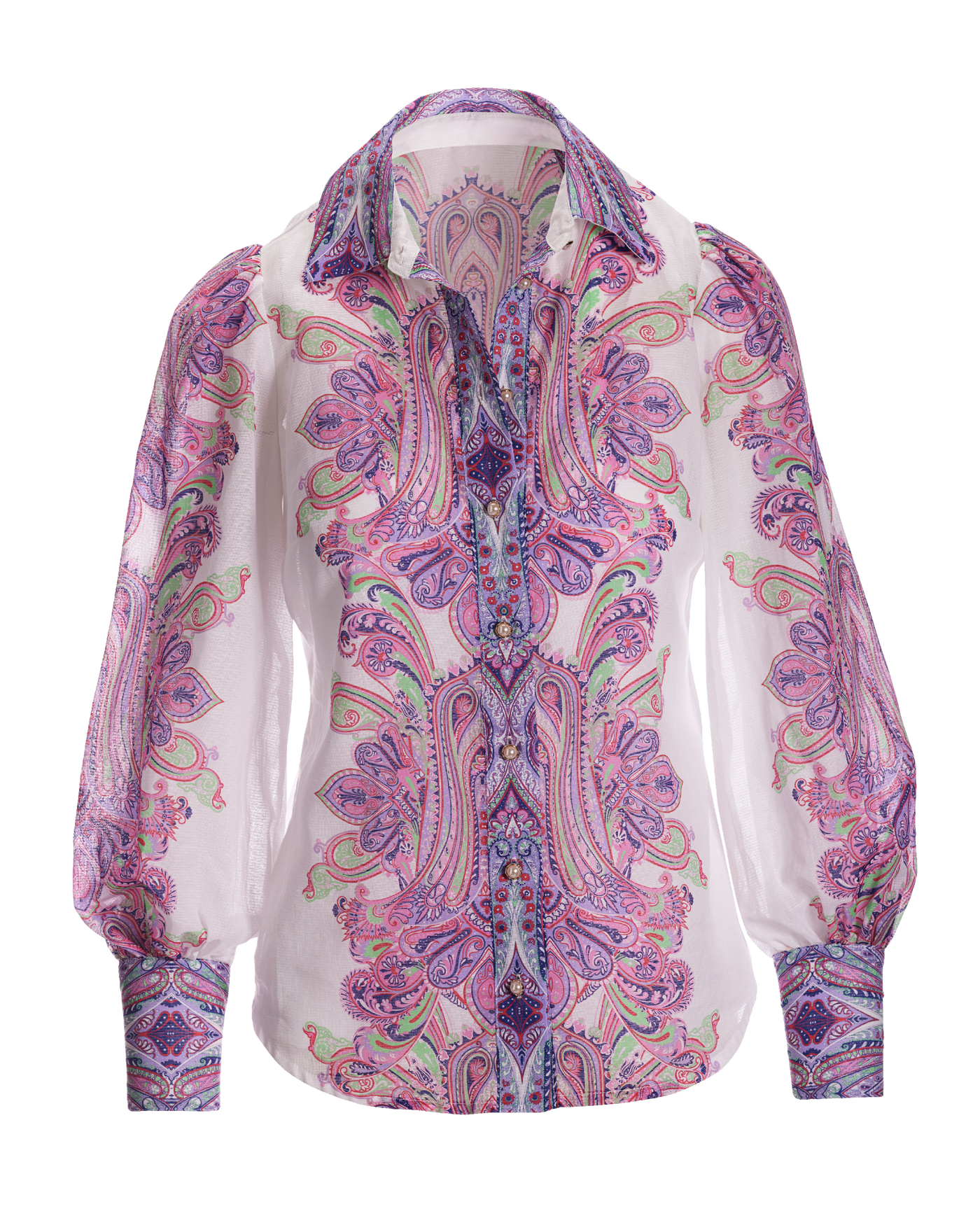 Boca Raton Paisley Print Textured Organza Victoria Drama Sleeve