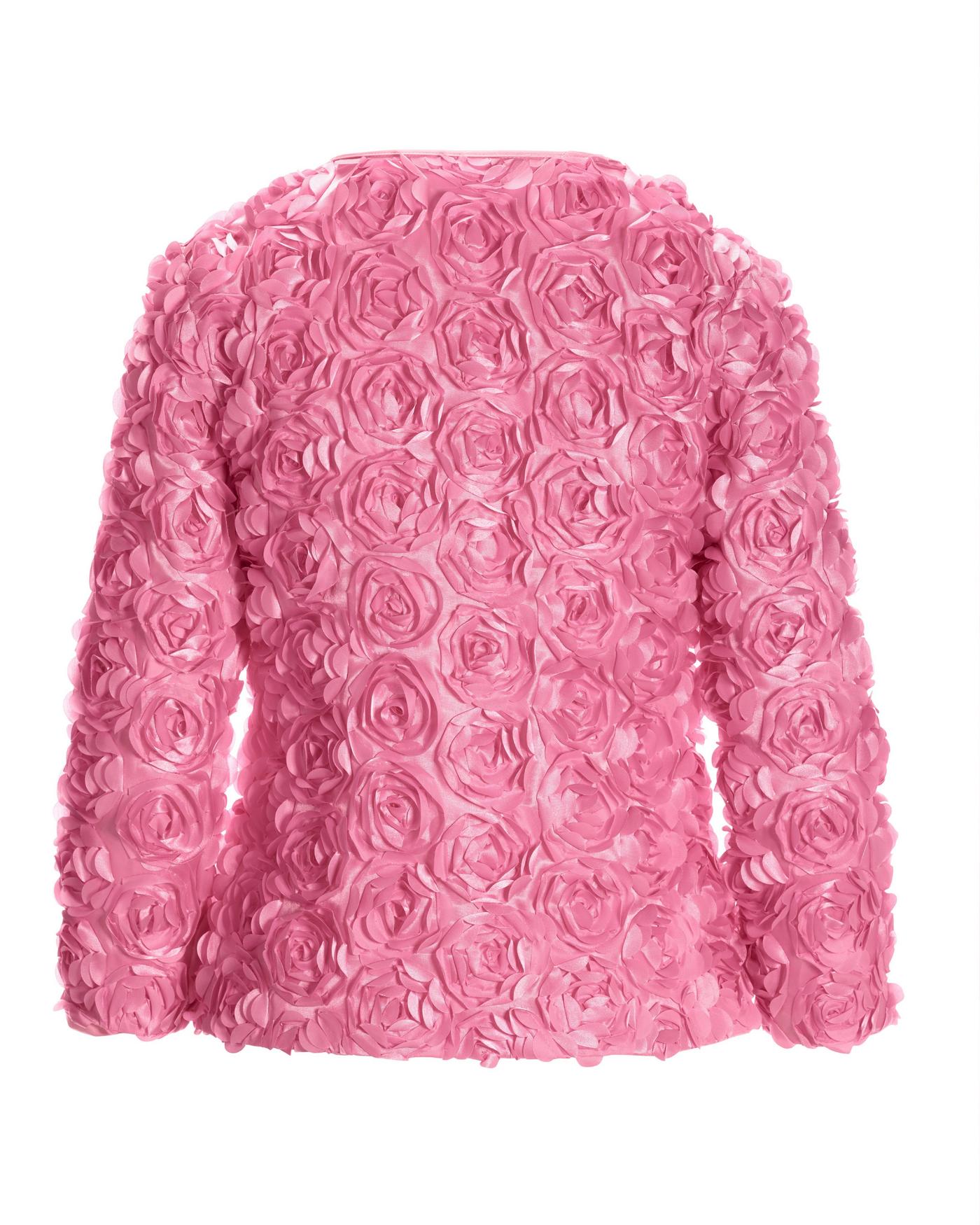 Rosette three quarter sleeve Jacket Begonia Pink | Boston Proper