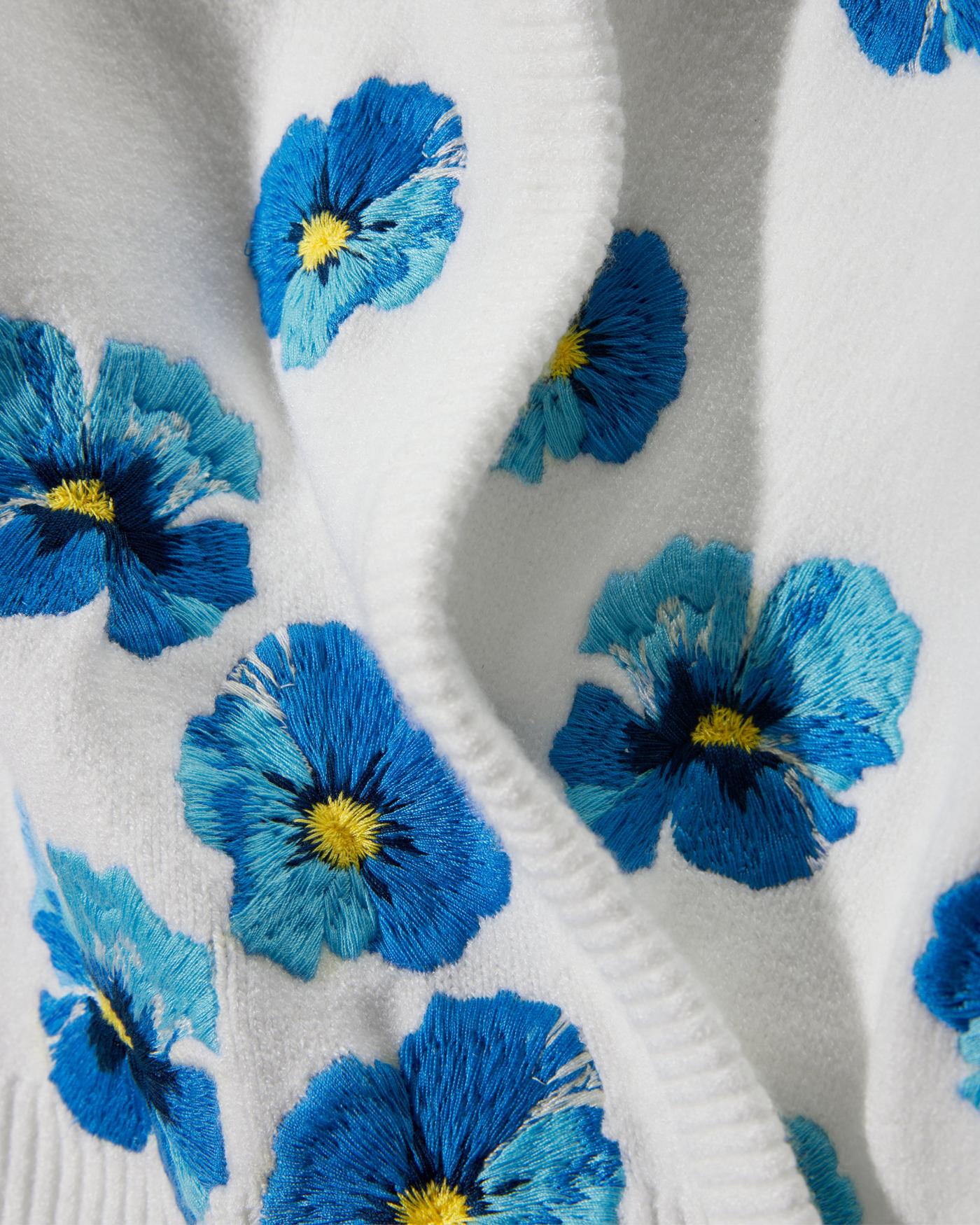 Floral Embroidered Cardigan - White / Blue | Boston Proper