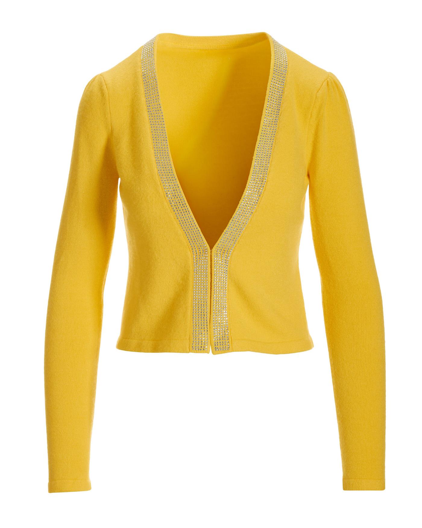 Embellished Trim Cardigan - Dandelion Yellow | Boston Proper Embellished Trim Cardigan - Dandelion Yellow | Boston Proper