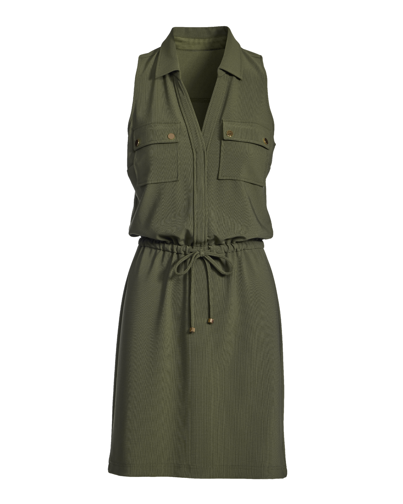 Beyond Travel Chic Drawstring Utility Dress Olive Night